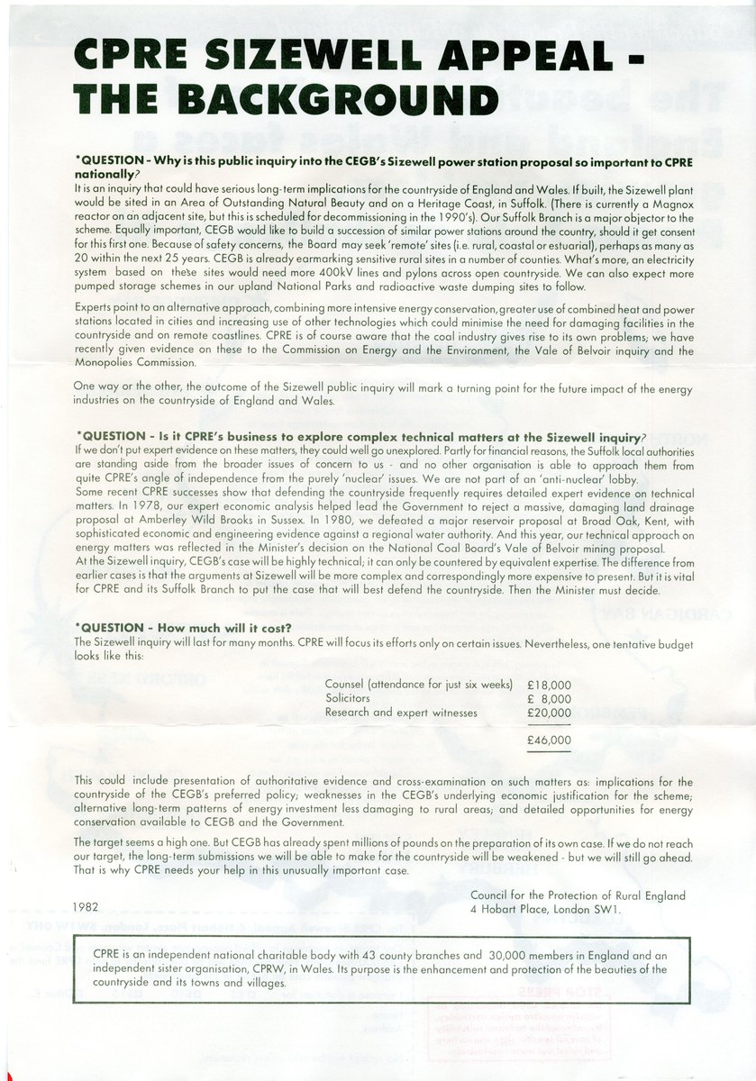 Nice example of how the @BrittenOfficial collection is wider than you'd expect: just hosted a researcher looking into the building of the Sizewell nuclear power plant. @SnapeMaltings hosted the Sizewell B enquiry and we have papers relating to that, including this @CPRE leaflet.