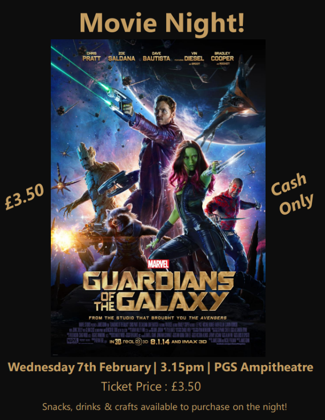 Movie night! Open for Y7/8/9 and all money goes to World Challenge!