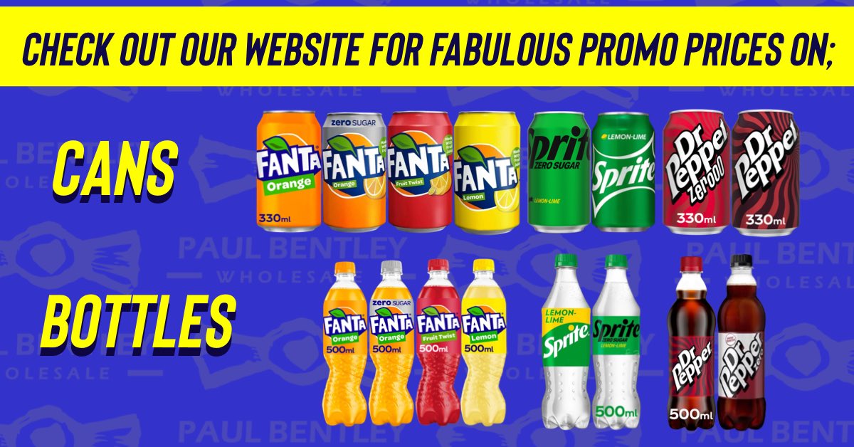 Amazing offer prices on our most popular Cans &amp; 500ml Bottles on right now!
Go check them out and stay hydrated ✌️

What’s your fave? 🥤
-
-
-
-
#cocacola #fanta #fantalemon🍋 #drpepper #sprite #paulbentley #paulbentleywholesale #confectionery #wholesale #wholesaler