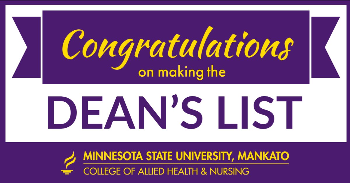 Congratulations to our students who made the Fall 2023 Dean’s List by achieving a 3.5 GPA or higher. We are so proud of you and your academic achievements!!
>> Full Dean's List: ahn.mnsu.edu/fall23deanslist
#mnsu #MavFam