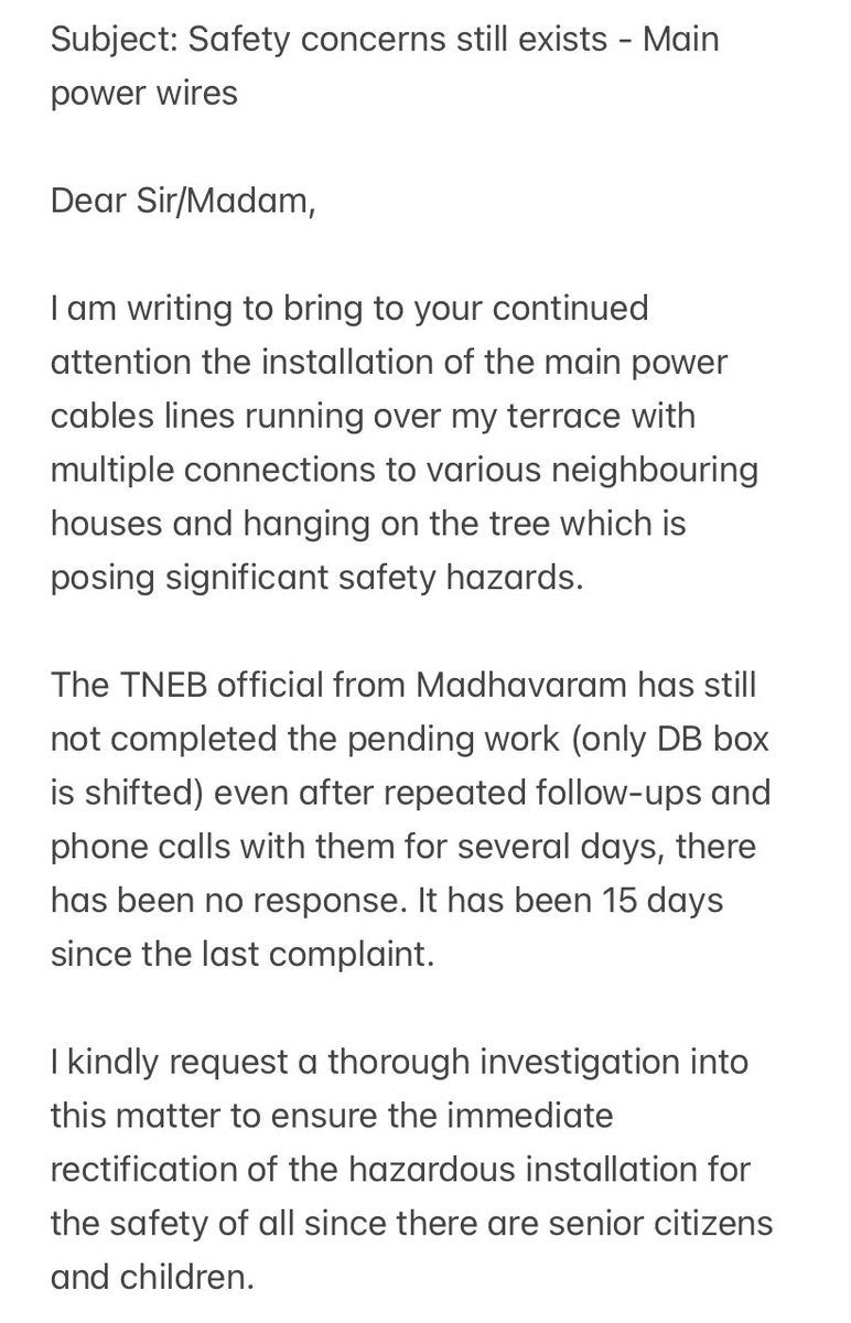 cranker04's tweet photo. @TANGEDCO_Offcl @tangedco_sechnn @TANGEDCO_Offcl @tangedco_sechnn … Please look into this persisting issue and resolve at the earliest as it is causing serious safety concerns where senior citizens and children are staying. https://t.co/gsUGnDd7jz