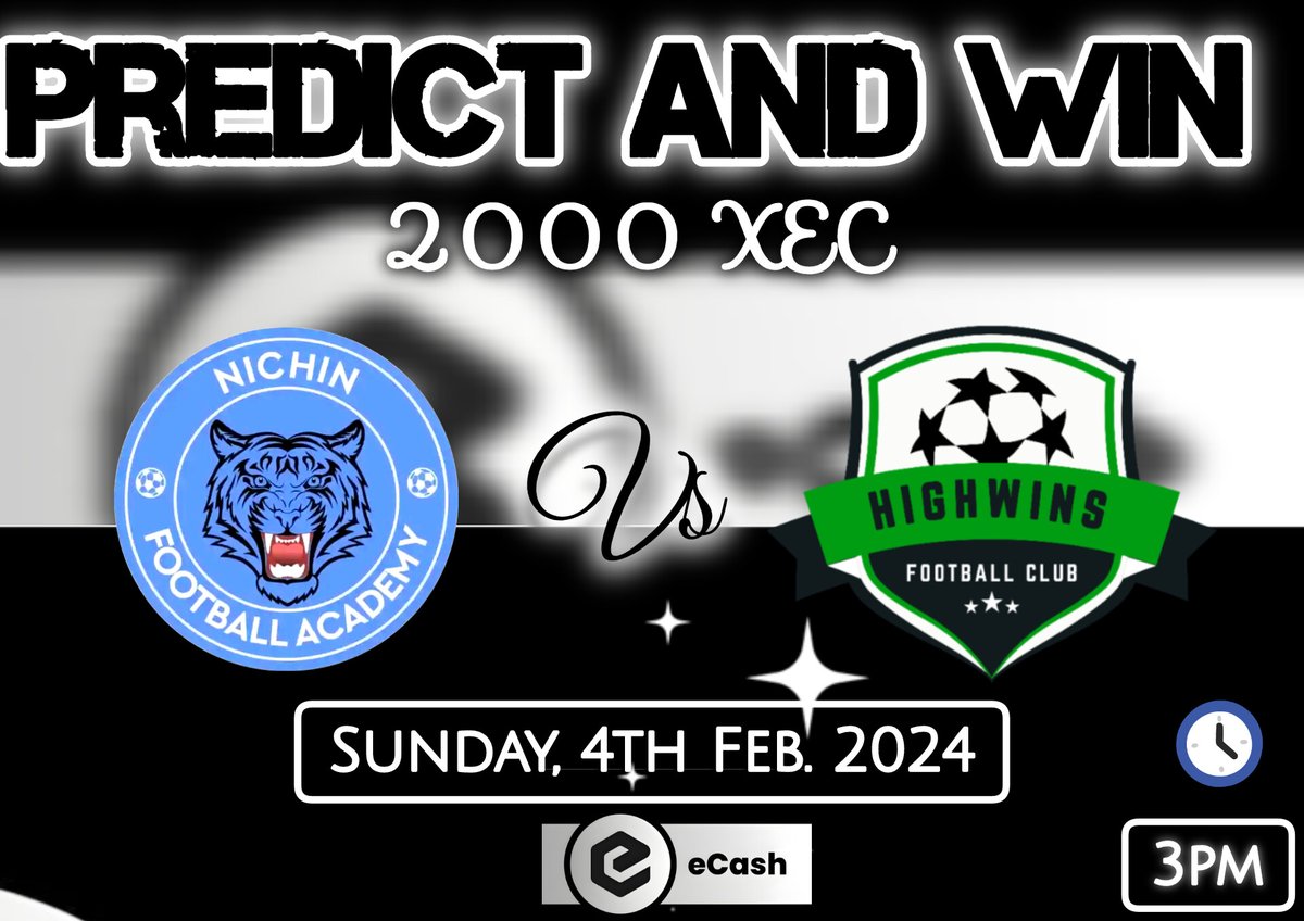 MReCash0's tweet photo. Predict and Win !
Wow, you can now predict and win
2,000 XEC from our local matches.
All you need to do is just drop your prediction before the kick off under this post and make sure you have eCash wallet.
https://t.co/afPknJjA19 to get one if you don't have.
#ecash https://t.co/7H5jf8ENgu