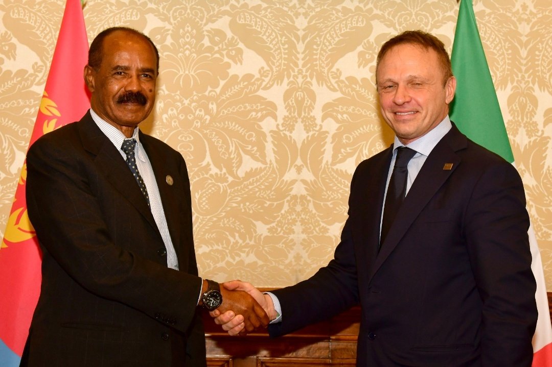 Sanpaulo888's tweet photo. Eritrea #President_Isaias met yesterday Pre @HassanSMohamud &amp; Pre @WilliamsRuto respectively on bilateral ties and
regional issues.

#Pre_Isaias also met Italian Minister of Agriculture &amp; Food Security, Francesco Lollonrigida,on the enhancement 
of strategic ties https://t.co/1rjC04O0BZ