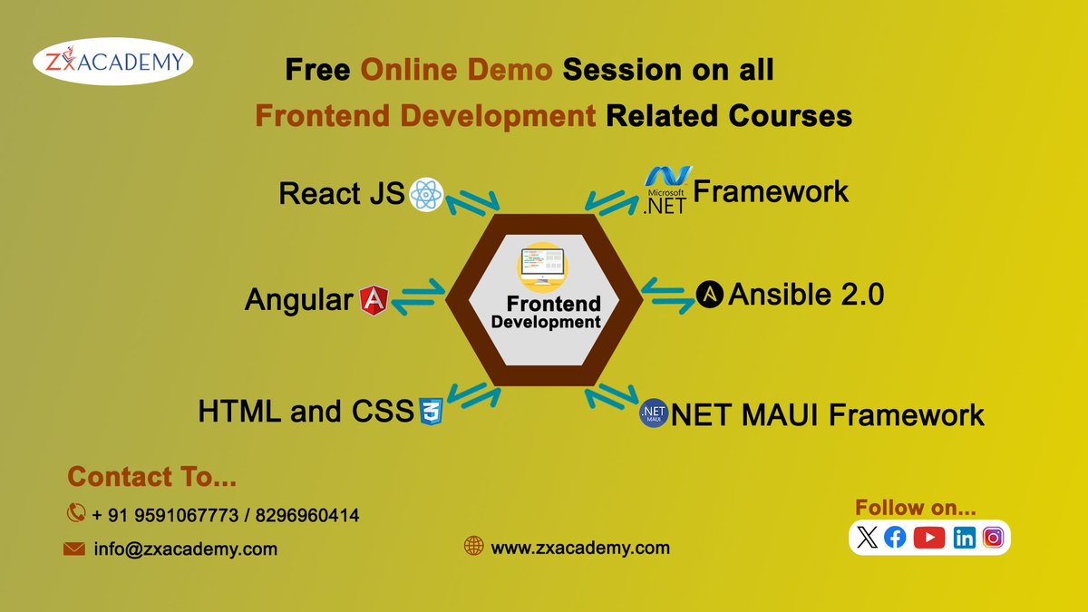 zx_academy's tweet photo. Unlock the Future of Frontend Development
For More Details:
Phone: - +91 82969 60414
Email Id: info@ZxAcademy.com
Visit our Website: https://t.co/qnimomyQ70
#zxacademy #Angula #CareerGrowth #TechRevolution #VirtualTrainings #corporatetraining #courses #FreeDemo #FreeDemoSession https://t.co/Qv9nOQGUYu