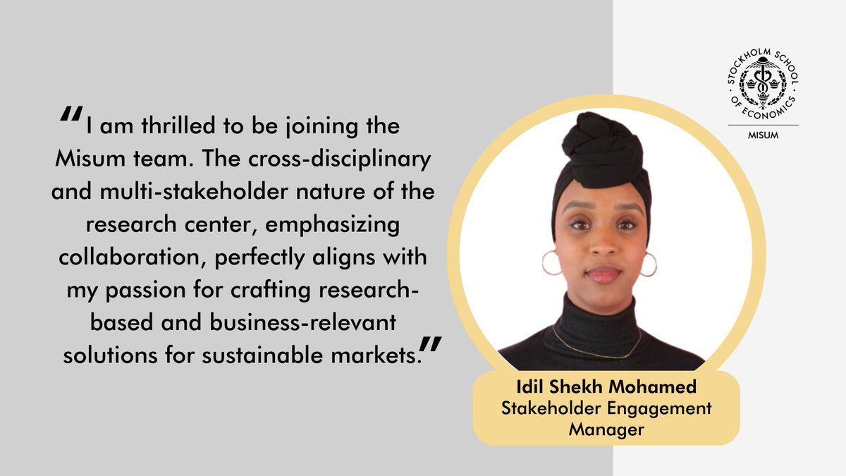 ⭐️A warm welcome to @IdiLSM - our new Stakeholder Engagement Manager. Idil will focus on developing collaborations w/ a wide range of stakeholders & managing our research events. ➡️ Learn more about Misum, and keep up to date with upcoming events: hhs.se/en/research/in…