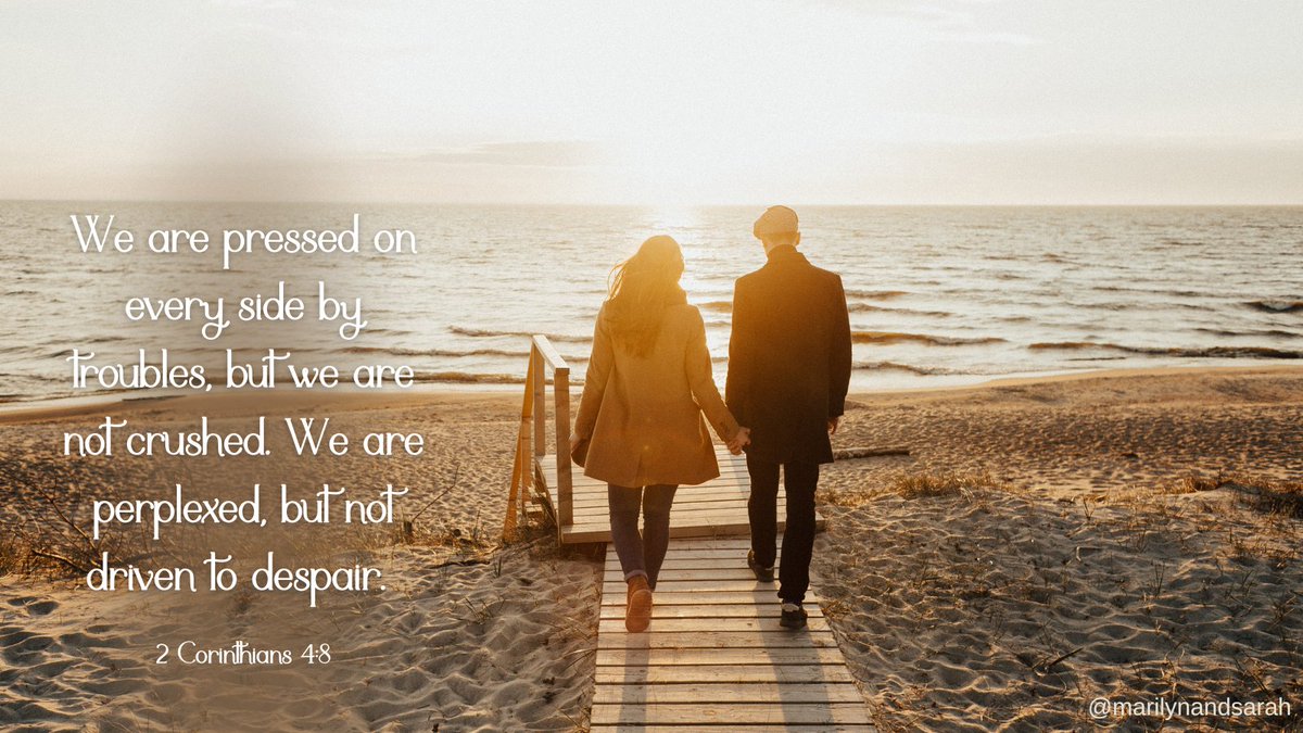 marilyn_hickey_'s tweet photo. We are pressed on every side by troubles, but we are not crushed. We are perplexed, but not driven to despair. 2 Corinthians 4:8 #AboundingJoy https://t.co/hUx5WgsWRJ