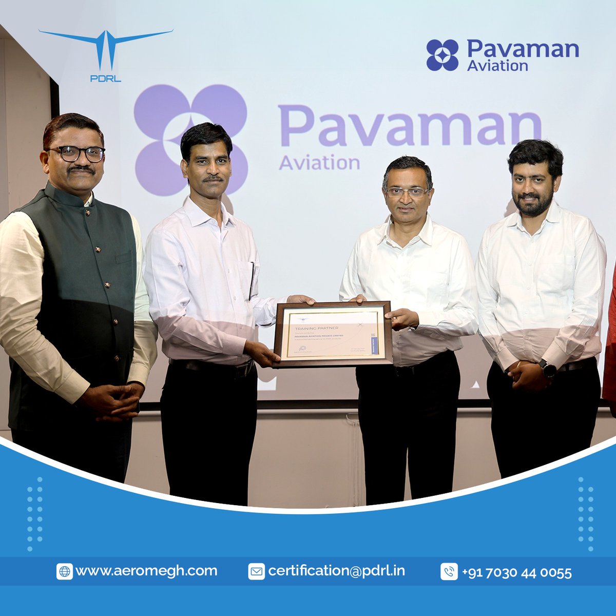 aeromegh's tweet photo. Thrilled to announce our newest training collaboration with Pavaman Aviation Pvt. Ltd. 
Connect: certification@pdrl.in | 7030 44 0055
Learn with us: https://t.co/y1gbLk2zRp
Sign Up: https://t.co/1T2G79RH3U
#PDRL #Certification  #PCDP #DroneTraining #DroneSoftware #AeroGCS https://t.co/BlwgG3MQ1A