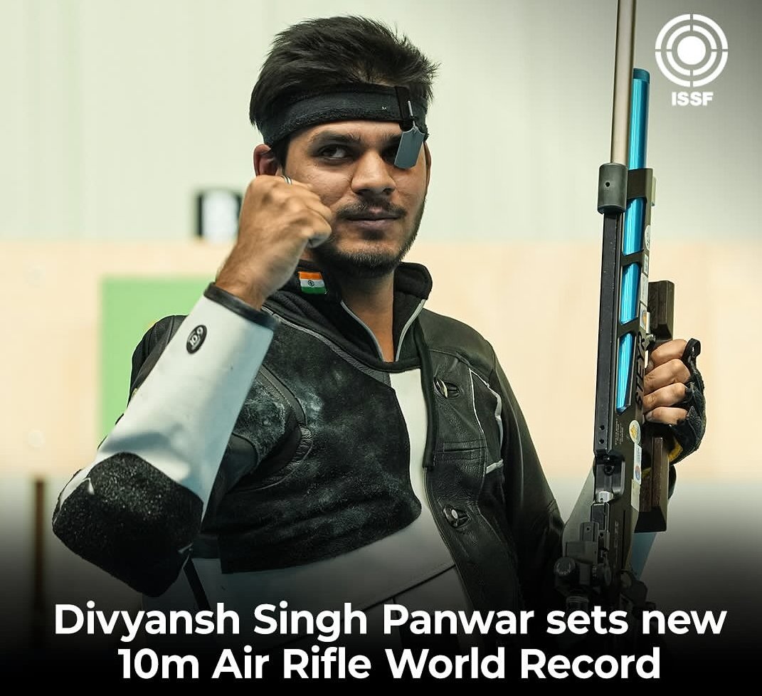 Divyansh Singh Panwar of India 🇮🇳 as he shoots down the World Record and Gold🥇with his STEYR Challenge E in Men's 10m Air Rifle at the ISSF World Cup in Cairo, Egypt. #india #shootingsports #issf