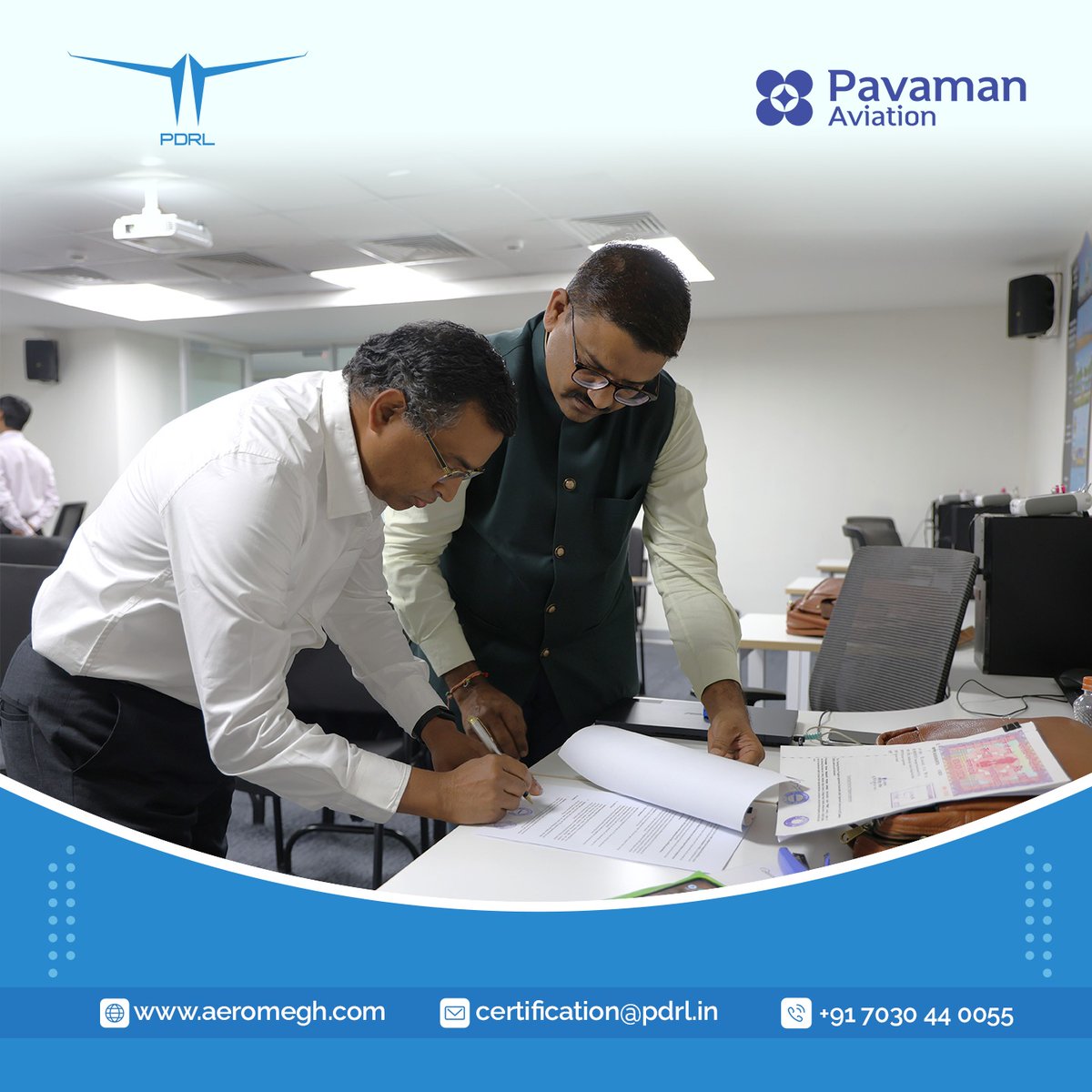aeromegh's tweet photo. Thrilled to announce our newest training collaboration with Pavaman Aviation Pvt. Ltd. 
Connect: certification@pdrl.in | 7030 44 0055
Learn with us: https://t.co/y1gbLk2zRp
Sign Up: https://t.co/1T2G79RH3U
#PDRL #Certification  #PCDP #DroneTraining #DroneSoftware #AeroGCS https://t.co/BlwgG3MQ1A