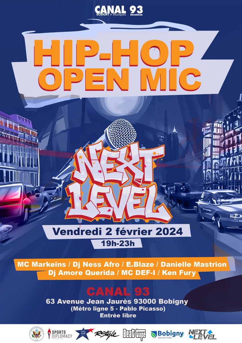 Trex_Magazine's tweet photo. Open Mic avec #NextLevelUSA
🎟️ Entrée libre sur inscription par mail : 
📩 63street[@]https://t.co/kbLDDxywfk
ℹ️ https://t.co/0SkMMJBwCr
📆 Vendredi 2 février 2024
🕖 19h00 - 23h00 
📍63, avenue Jean Jaurès, Bobigny #openmic #hiphop https://t.co/PKDXHWoIbz