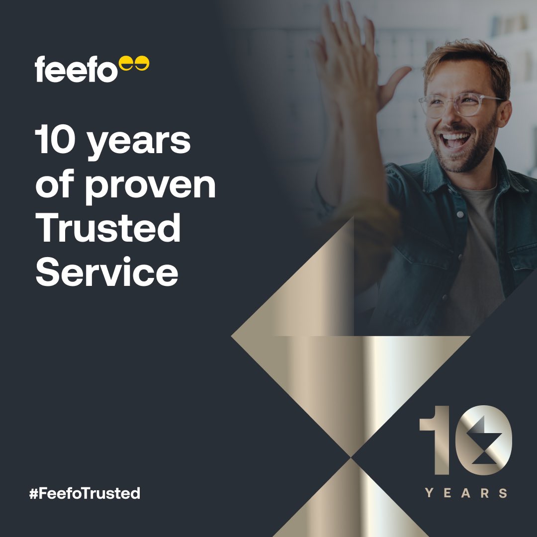 We are delighted to have received the <a href="/feefo_official/">Feefo</a> 10 years of Trusted Service Award 🥇 

This means we have consistently received ratings on at least 4.5/5 ⭐️ every year for the last 10 Years 🙌🏻