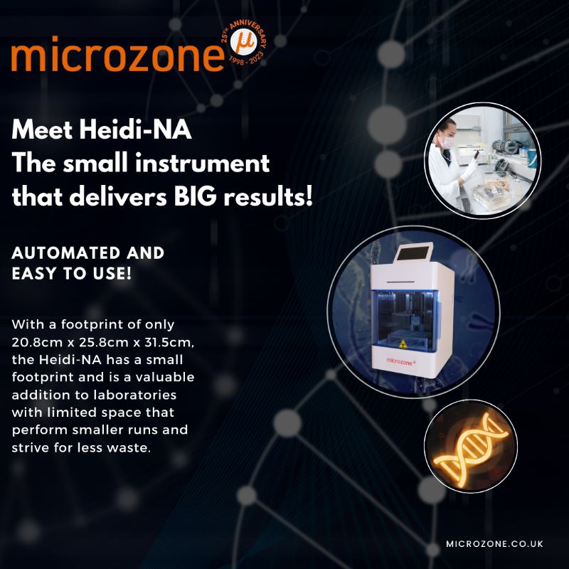 MicrozoneLtd's tweet photo. 🔬 Heidi-NA is a compact and user-friendly device for nucleic acid extraction. It saves time, improves efficiency, and minimizes waste. 🧬 #nucleicacidextraction #DNAextraction #RNAextraction #molecularbiology #biotechnology #genomics Visit https://t.co/8mhN2SCsKb to learn more!