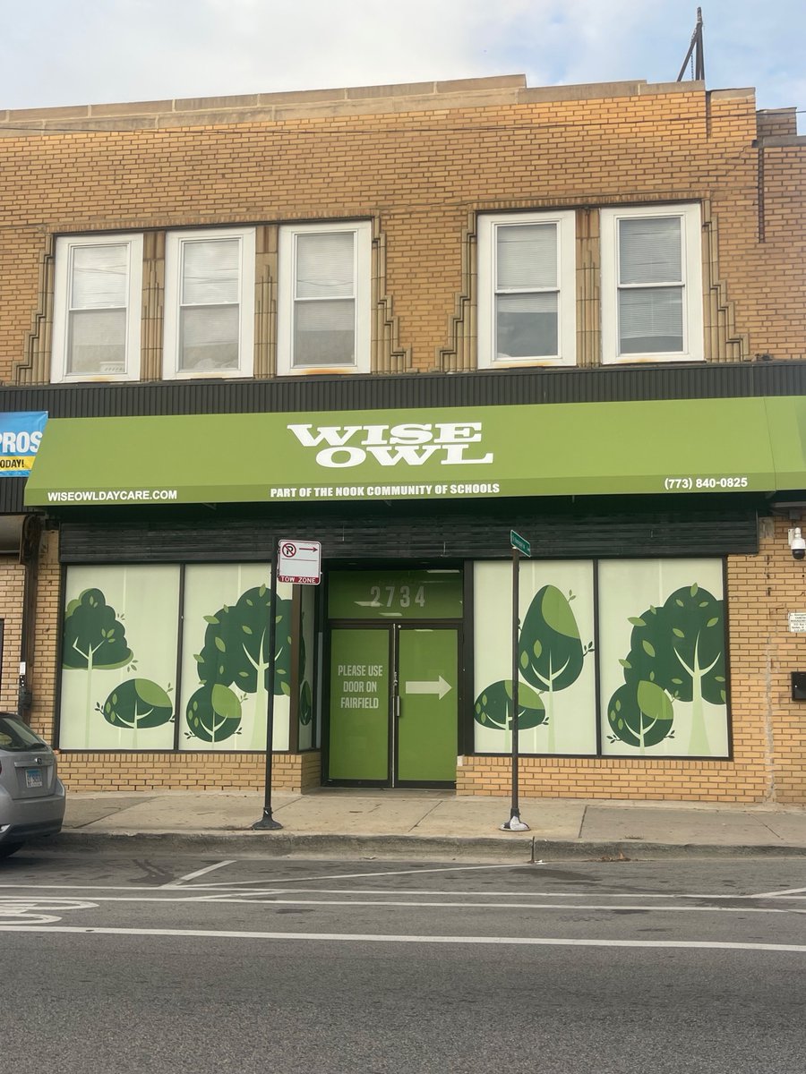 SpeedProChiLoop's tweet image. Wise Owl Daycare needed to spruce things up and WHOOOO did they call--SpeedPro Chicago Loop!  Perforated vinyl lets light in and peering eyes out, a perfect solution for both branding and privacy.  #SpeedProChicagoLoop #SurfaceImpact