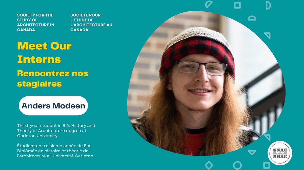 Meet our interns: Anders Modeen was an intern with the SSAC in Spring 2023. // Rencontrez nos stagiaires : Anders Modeen était stagiaire à la SÉAC pour le printemps 2023. Read more // En savoir plus : canada-architecture.org/meet-our-inter…