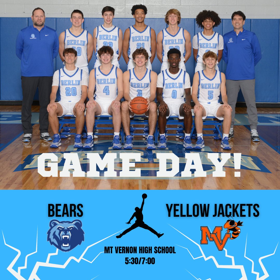 Olentangy Berlin Basketball (@clawsuphoops) on Twitter photo 🗣️GAME DAY!
🆚Mount Vernon Yellow Jackets
📍Mount Vernon High School
⏰5:30/7:00
#ClawsUpHoops #BerlinPride #DoTheWork
🐻🔥💥💯
<a href="/BerlinBears_SS/">The Cave</a>
<a href="/Cheer_OBHS/">OBHS Cheerleading</a>
<a href="/BerlinBearsAD/">Olentangy Berlin High School Athletic Dept</a> 🗣️GAME DAY!
🆚Mount Vernon Yellow Jackets
📍Mount Vernon High School
⏰5:30/7:00
#ClawsUpHoops #BerlinPride #DoTheWork
🐻🔥💥💯
<a href="/BerlinBears_SS/">The Cave</a>
<a href="/Cheer_OBHS/">OBHS Cheerleading</a>
<a href="/BerlinBearsAD/">Olentangy Berlin High School Athletic Dept</a>