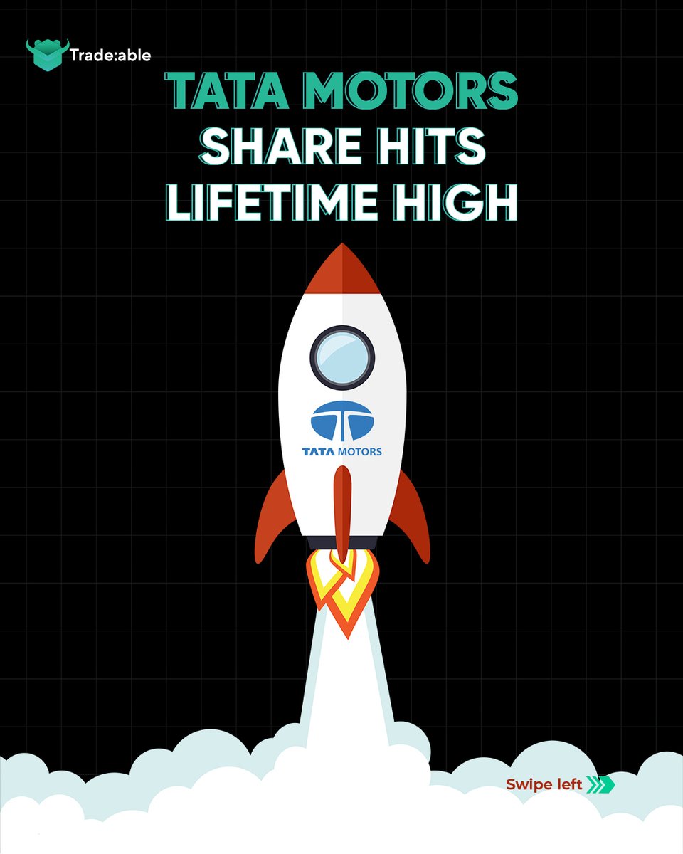 Tradeable_app's tweet photo. 🚗📉Exciting News Alert! 🚗📉

 "Tata Motors #share hits lifetime high!" 

 #tatamotors #MarutiSuzuki #AllTimeHigh #StockMarket #sharemarket #StockToWatch #trading #tradeable https://t.co/GzZZJwIPoh