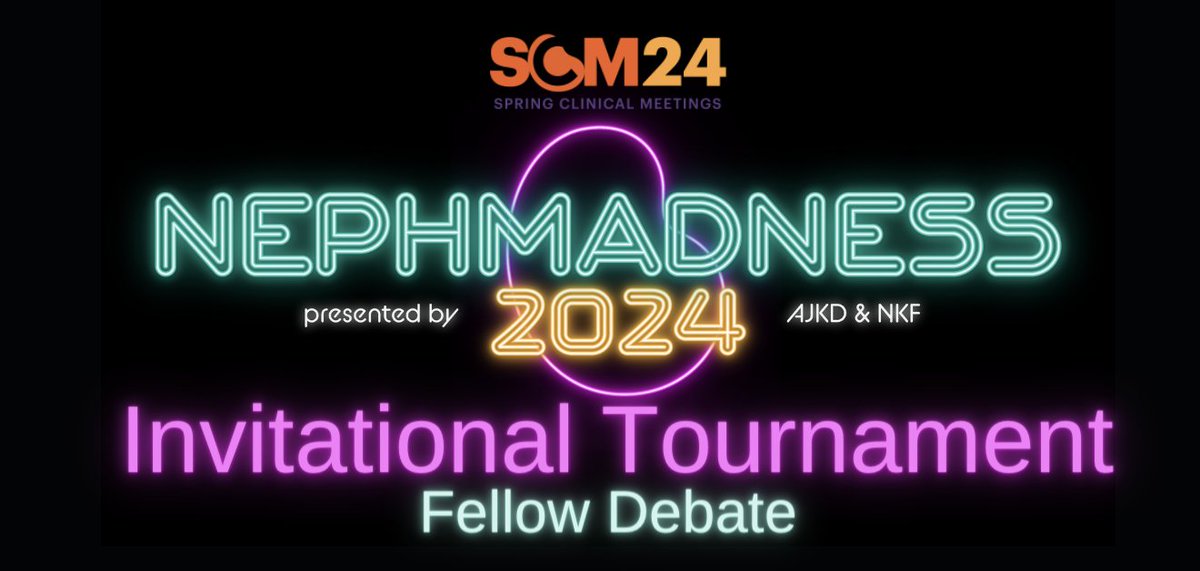 The 1st annual Fellows' #NephMadness Invitational Tournament (NIT)  will be held at <a href="/nkf/">National Kidney Foundation</a> #SCM24 #NKFClinicals

#Nephrology Fellows: learn more &amp; apply here by Feb 18

forms.gle/2mFm1YNRqYFZ8B…

Free registration for selected fellows! <a href="/AJKDonline/">AJKD</a> @nephmadness
