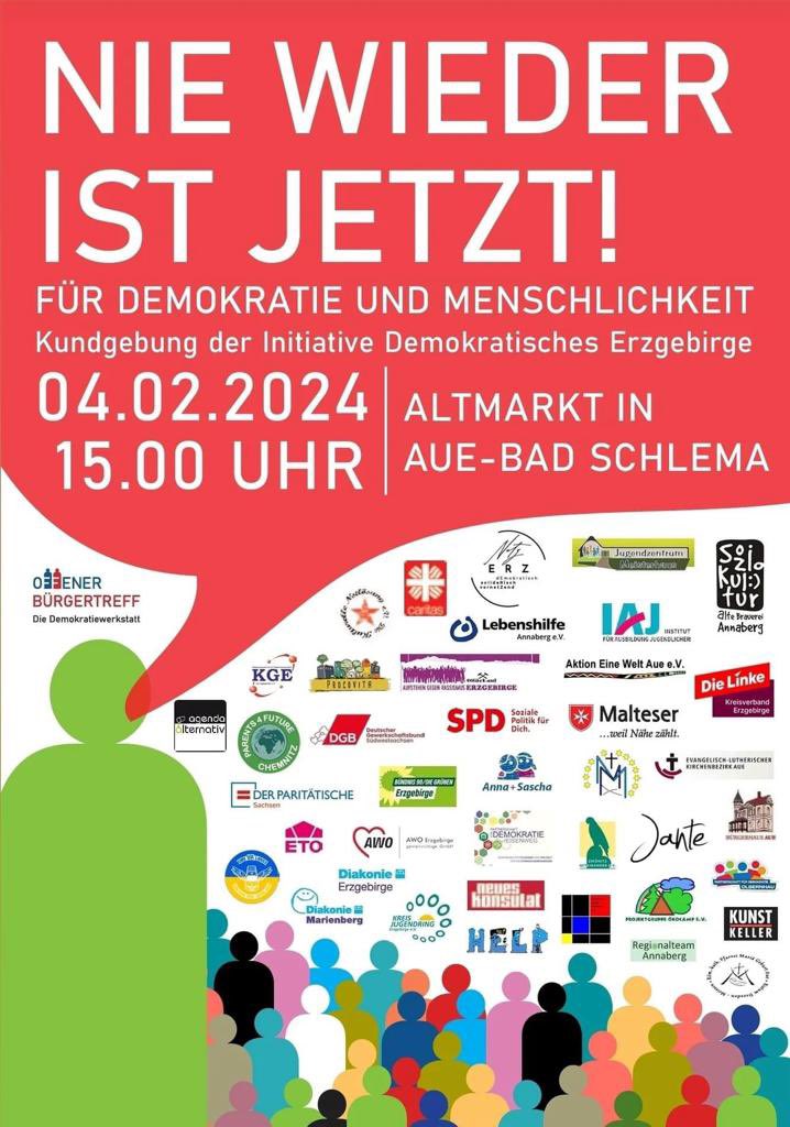 ricogebhardt's tweet photo. Freu mich über das große Bündnis für Demokratie und Menschlichkeit was da im #Erzgebirge Zustande gekommen ist. Das ist ein wichtiges Signal. Weil es richtig ist, werde ich natürlich teilnehmen. https://t.co/wkUOuEl4wT