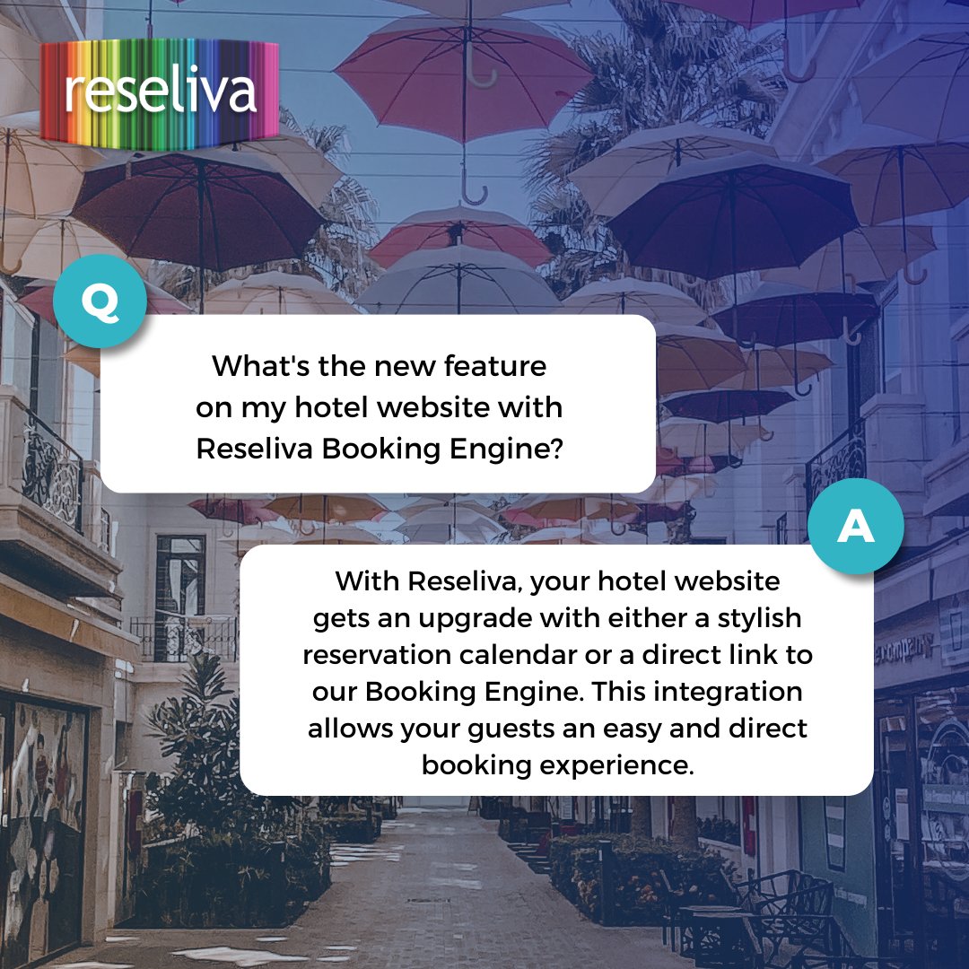 With Reseliva, your #hotel website gets an upgrade with either a stylish reservation calendar or a direct link to our Booking Engine. This integration allows your guests an easy and #directbooking experience.
No registration fees and no binding contracts!
#Reseliva #hotelsoftware