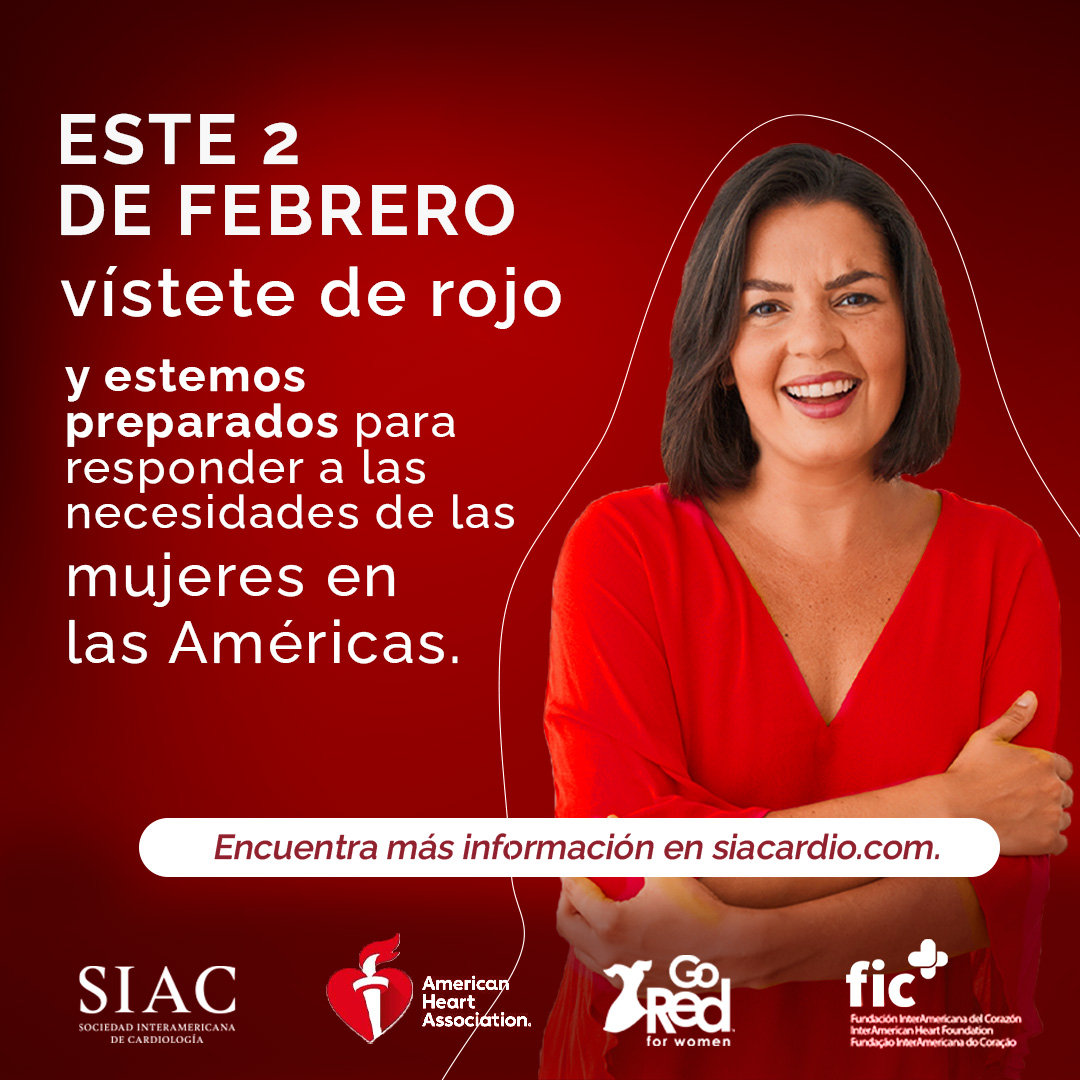 SIAC_cardio's tweet image. ESTE 2 DE FEBRERO VÍSTETE DE ROJO

La SIAC, AHA y FIC se unen para concientizar a la comunidad de toda América sobre las enfermedades cardiovasculares en las mujeres.

Las enfermedades cardiovasculares no son sólo un problema masculino.

#VísteteDeRojo y ayúdanos a esparcir la…