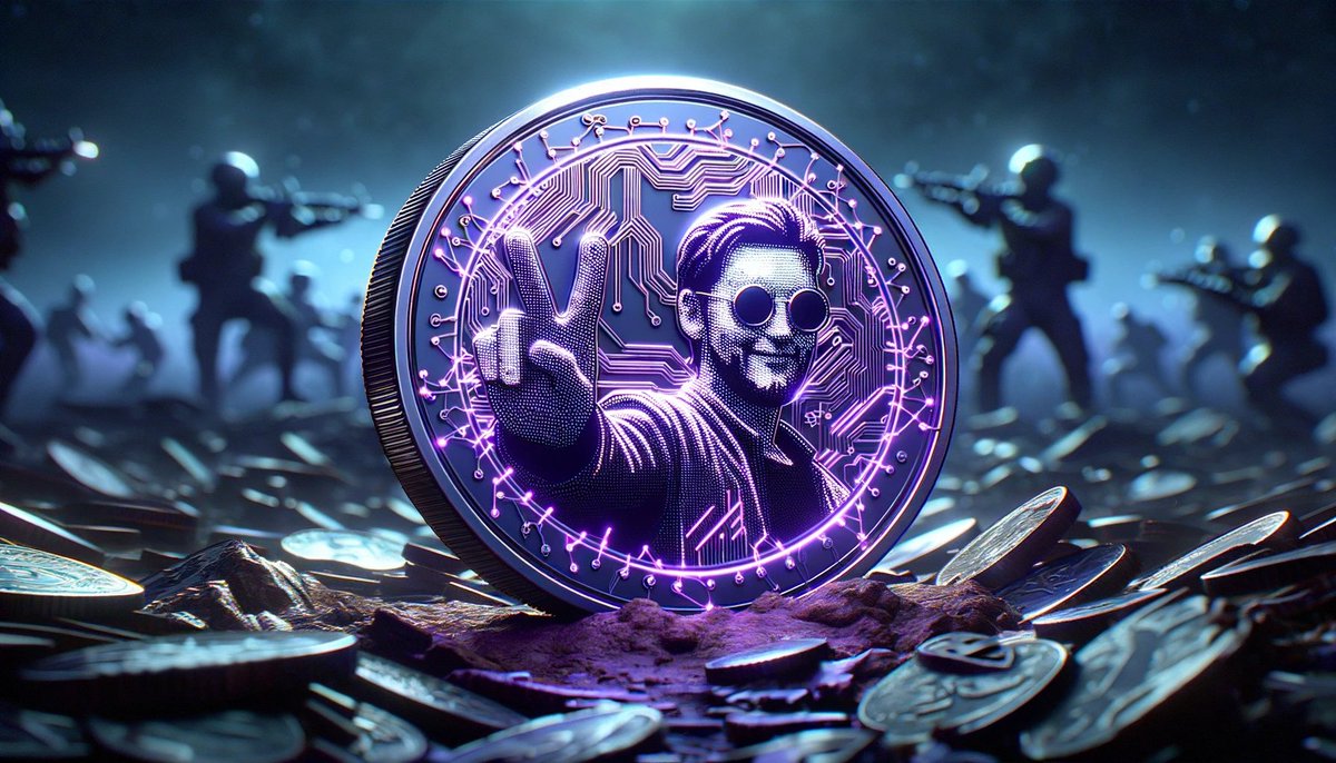 flipithard's tweet photo. The purple $GONE coin, etched with the image of victory and peace, shines amidst the quiet aftermath, its triumph unmistakable.

/5 https://t.co/Yi3zhP4IBG