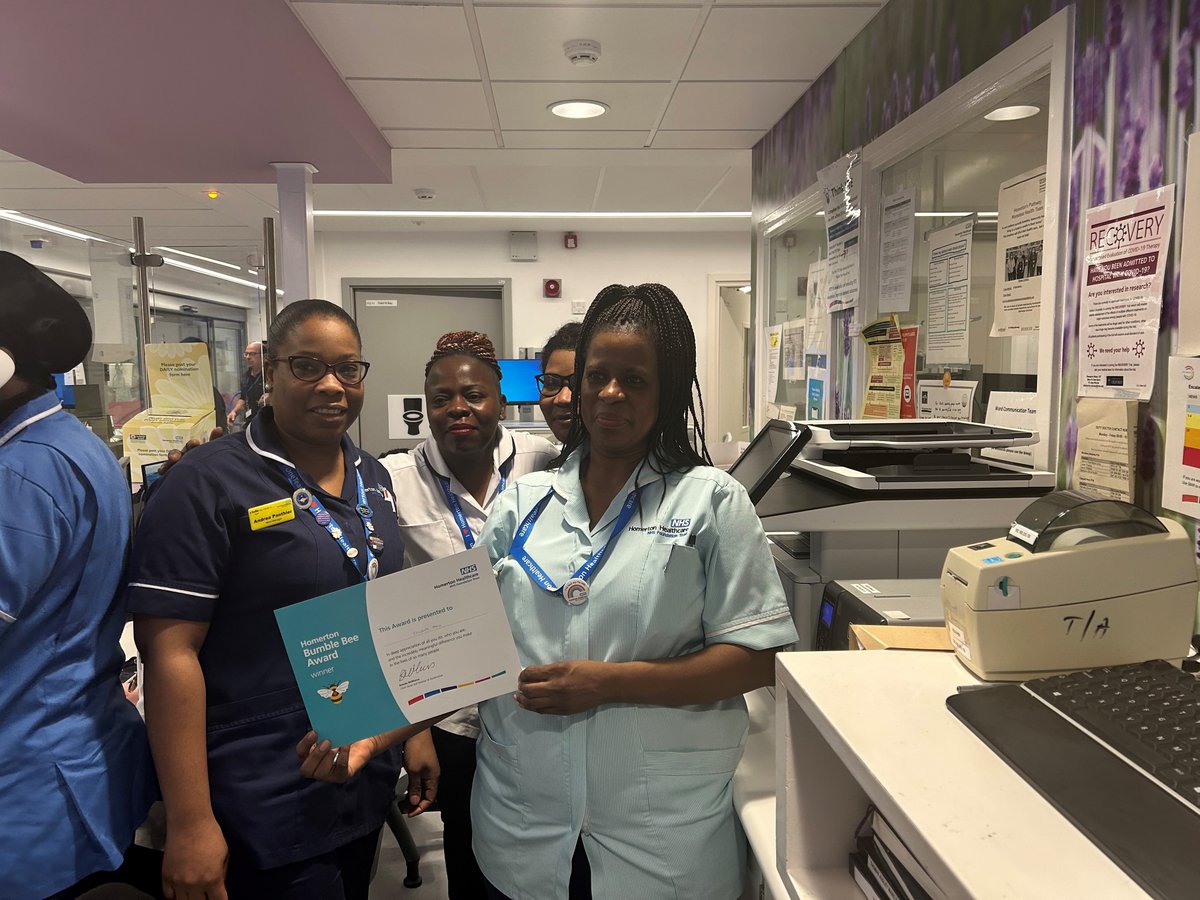 Congratulations to our July 2023 winner of the Bumble Bee Acute award Elizabeth Manu from Thomas Audley Ward!⭐️⭐️⭐️👏👏👏<a href="/mcmanusb/">Breeda Mc Manus</a> <a href="/LassmanVarda/">Varda Lassman</a> <a href="/jill_bradley_/">Jillian Bradley RN</a> <a href="/lauradsinclair/">Laura Sinclair-Messer</a> <a href="/NHSHomerton/">HHFT</a> <a href="/happeningathom/">HealthyHomerton 💙</a> #clinicalsupportworker #recognition