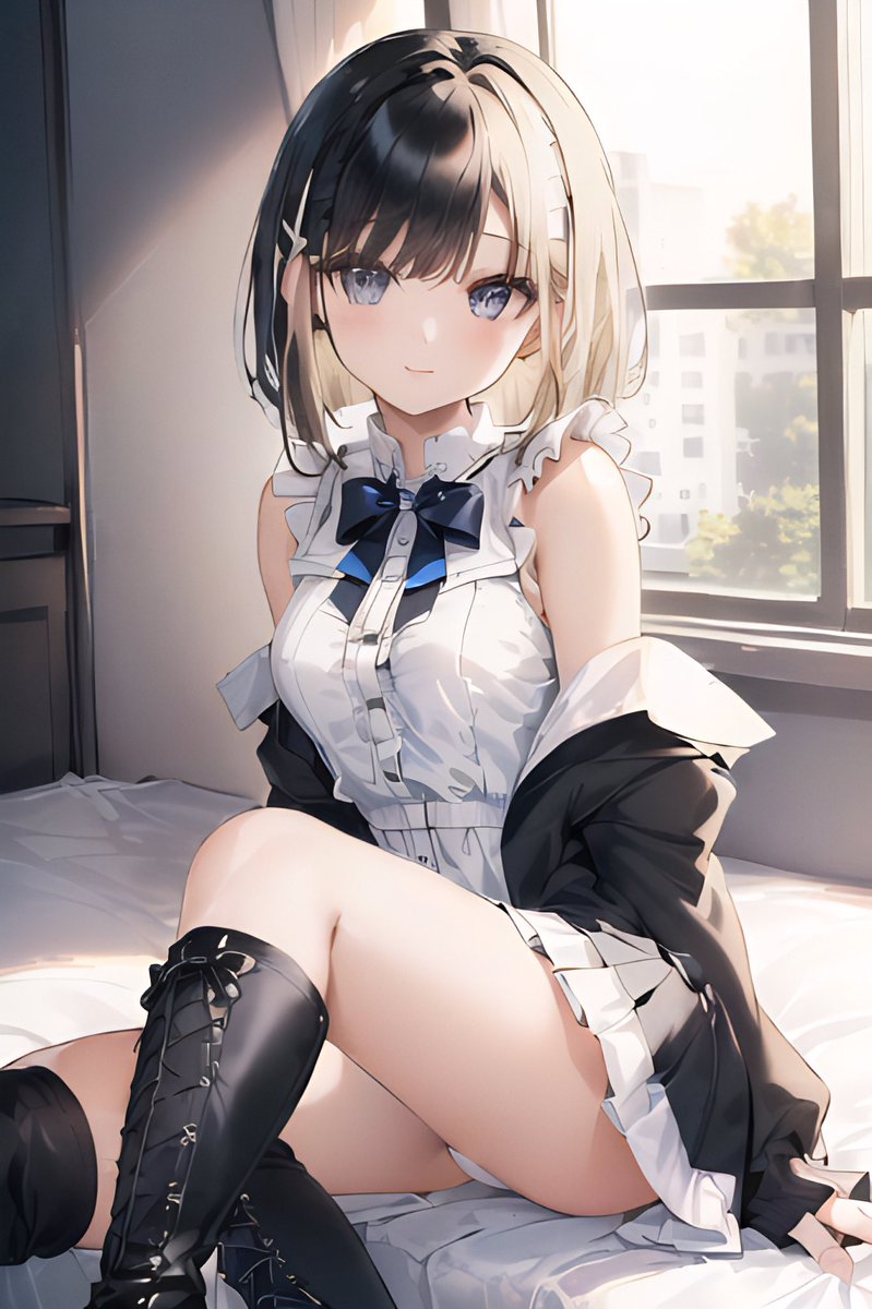 Za5mF's tweet photo. キノコの拙作、しろくろコンチェルトのヒロイン、カノンとソナタのツーショットが欲しくて散々AIを回しました。
髪色，髪型が合わなかったり、背景に妙なカットインが入ったり、果ては二人が融合してしまったり…短時間に大量に作れる反面狙った絵に持っていくのが大変ですね。 https://t.co/E8jbtTdJzW
