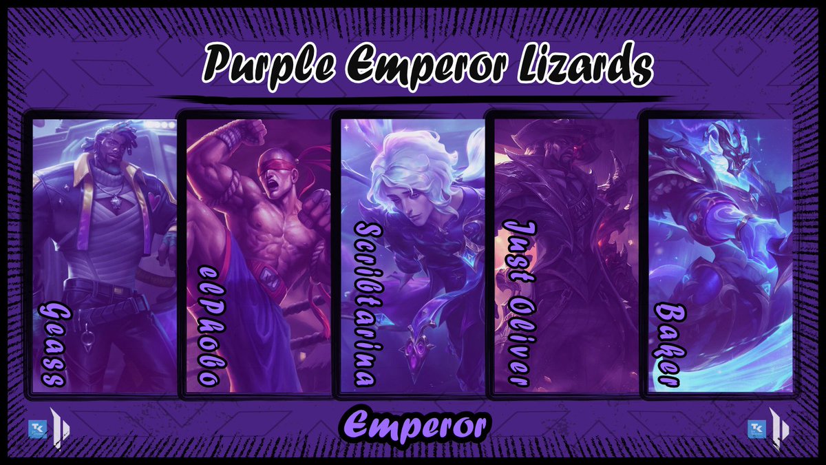 Das nächste Roster sind unsere #EmperorLizards, welche ein Comeback von Scribtarina feiern dürfen!

Den Rest der Gang kennt ihr schon!

⬆️: @Geass00398596
🏕️: <a href="/elPhobo/">elPhobo</a> 
➡️: Scribtarina
🏹: <a href="/funwithflagsLuL/">Oliver</a> 
🩺: Baker

🏦: Der beste Bankwärmer der Welt: Devi

#PEL #PELWIN