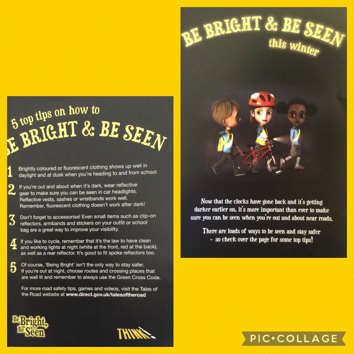 Today our year 1 children will bring home a leaflet to remind them how to stay safe on and near the road. Please read through this with your children and practise road safety at all times. 

#bebrightbeseen