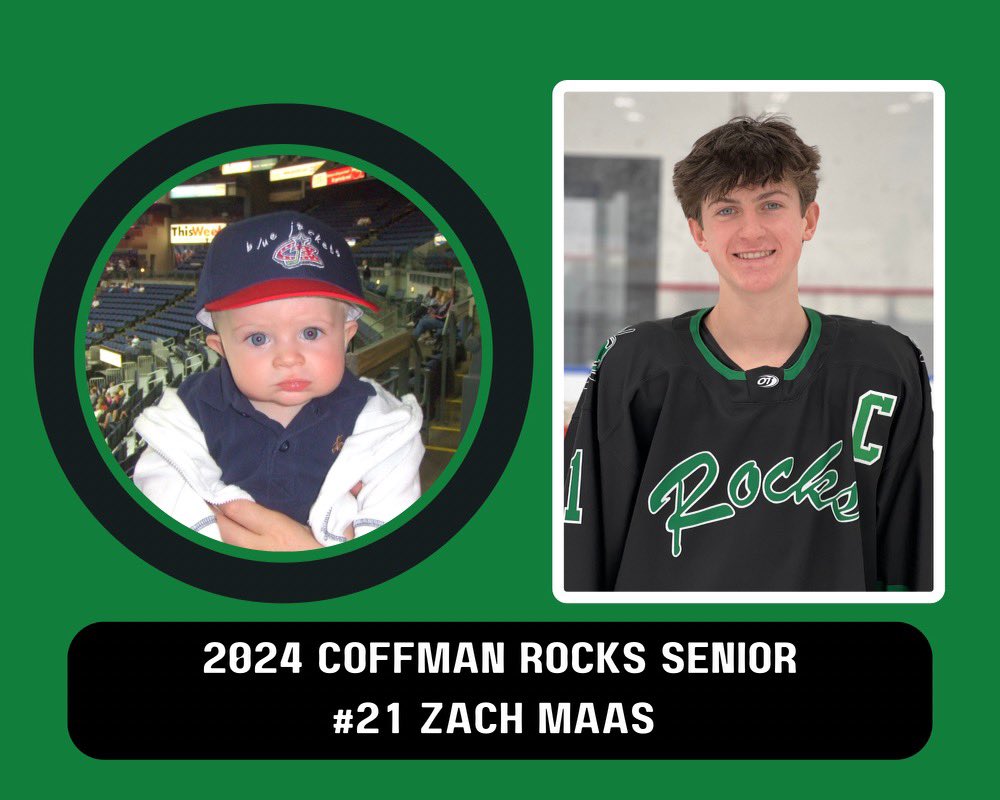 Congrats to Zach Maas - #21! Come support the seniors this Friday as the Coffman Rocks take on NE Storm at 8:30 at the Dublin Chiller. Senior ceremony before the game!