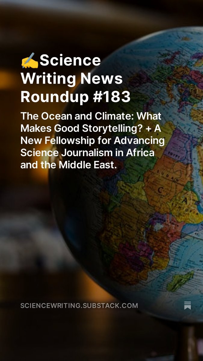 Marianna Limas (@mnlimas) on Twitter photo 🌊The #Ocean and #Climate: What Makes Good #Storytelling? 🌍 +  A New Fellowship for Advancing #ScienceJournalism in Africa and the Middle East. Read more:
sciencewriting.substack.com/p/science-writ… 🌊The #Ocean and #Climate: What Makes Good #Storytelling? 🌍 +  A New Fellowship for Advancing #ScienceJournalism in Africa and the Middle East. Read more:
sciencewriting.substack.com/p/science-writ…