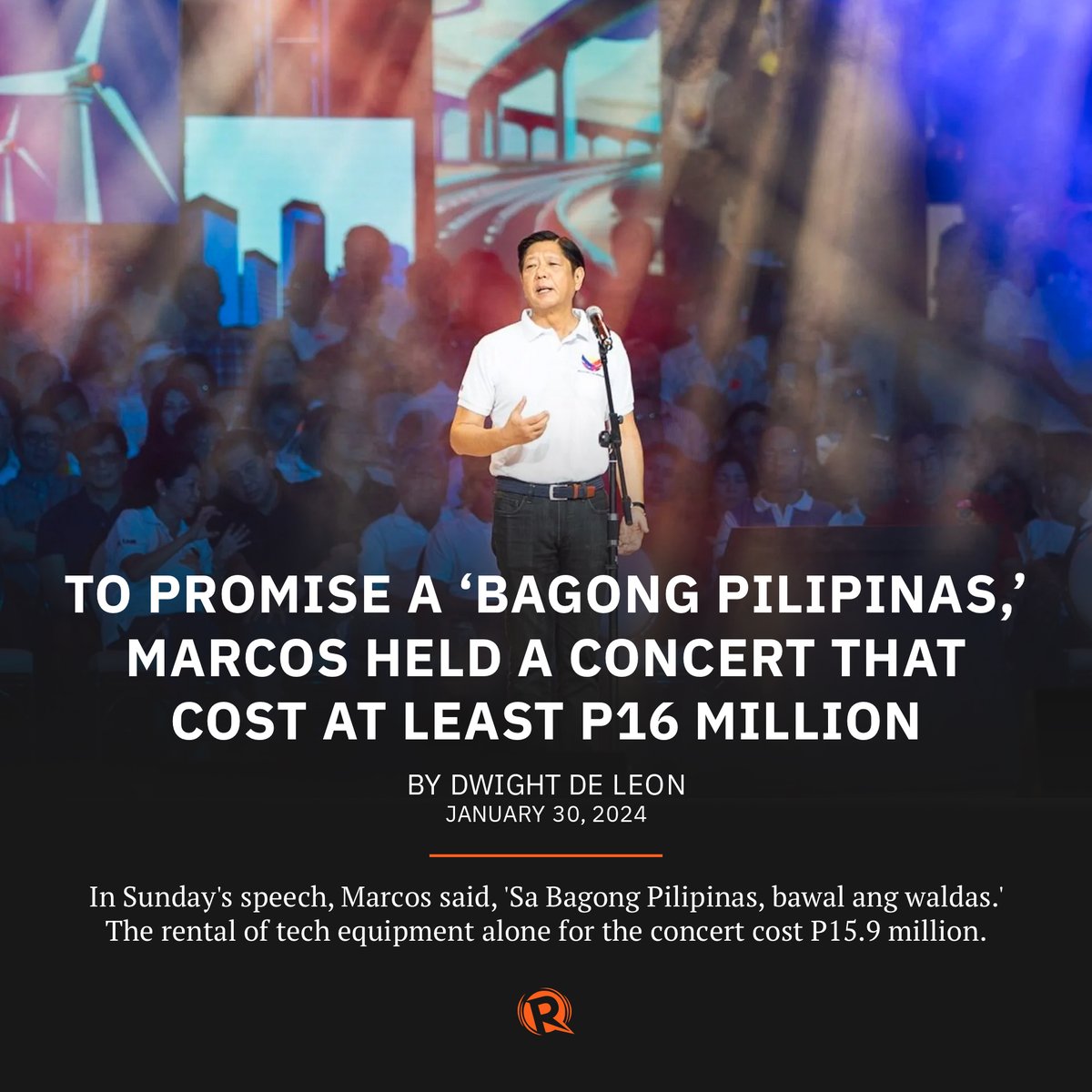 rapplerdotcom's tweet photo. Documents obtained by Rappler confirmed that the Presidential Communications Office spent at least P16.4 million for the rally at the Quirino Grandstand in Manila on Sunday, January 28. https://t.co/QONjYHaht7 https://t.co/WU5LMUgpVY