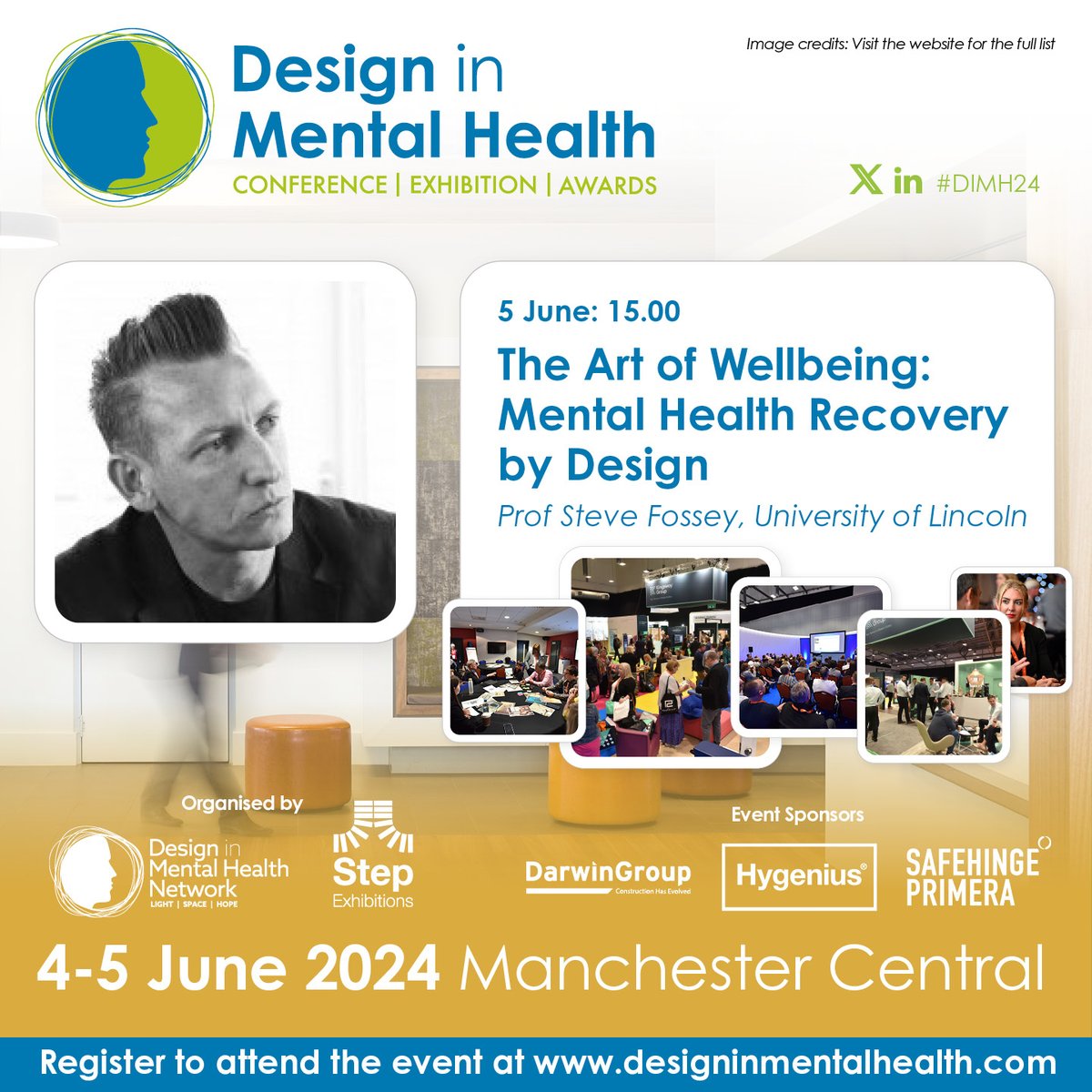 Presenting a 3D model which demonstrates a multi-component approach to mental health recovery by design, Prof. Fossey & his colleague Prof Rachel Baynton will unveil a new approach to healing design @DiMH_event. Registration is open. Book at designinmentalhealth.com #mentalhealth