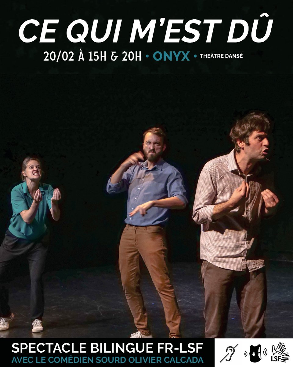 🚩ACCESSIBILITÉ > Spectacle bilingue FR-LSF 👌
Du théâtre dansé avec le comédien sourd Olivier Calcada sur la prise de conscience écologiste ♻️
⏰Mar. 20 février à 15h et 20h | ONYX <a href="/saintherblain/">Ville de Saint-Herblain</a> 
ℹ️𝐑é𝐬𝐞𝐫𝐯𝐚𝐭𝐢𝐨𝐧 : sophie.eraud@saint-herblain.fr