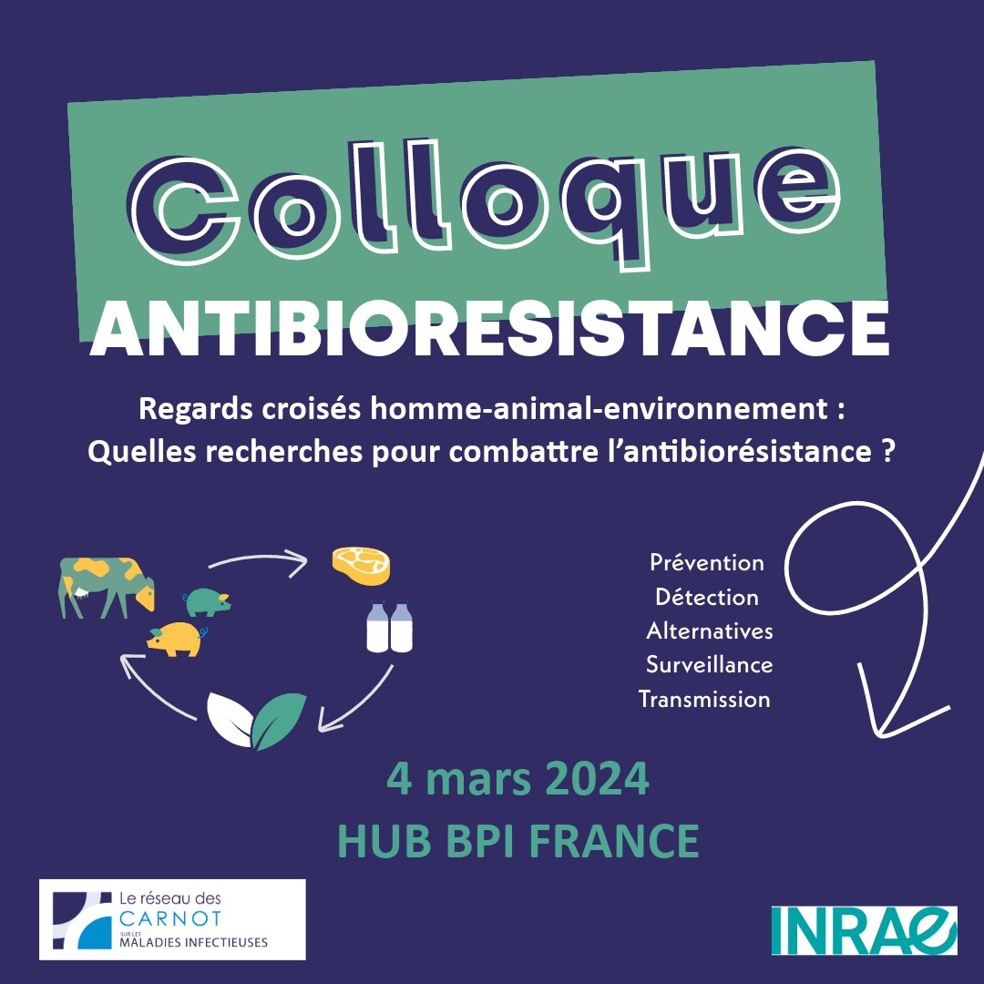 Colloque Antibiorésistance - Inscription ouverte ! 📅 4 mars 2024 📍Hub Bpifrance boulevard haussmann Paris ℹ Inscription et informations :swll.to/pvbZp À la croisée des #santés humaine, animale et environnementale, l’#antibiorésistance est un défi de santé.