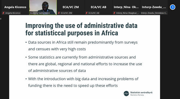 ECAStats's tweet photo. Live at #StatsTalk-Africa! Explore the path to modernizing African statistics through leveraging administrative data-understand the achievable efficiency and comprehensiveness of this approach & its potential to revolutionize statistical systems. Join: https://t.co/MTWNwSREa7 https://t.co/jaHH4bNQn0
