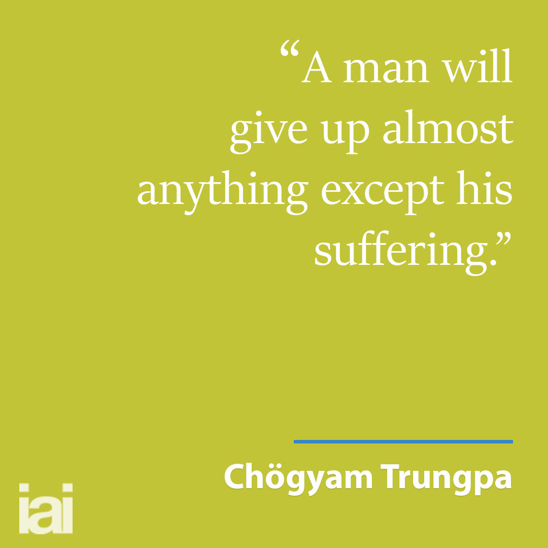 A man will give up almost anything except his suffering.\, image size:1080x1080