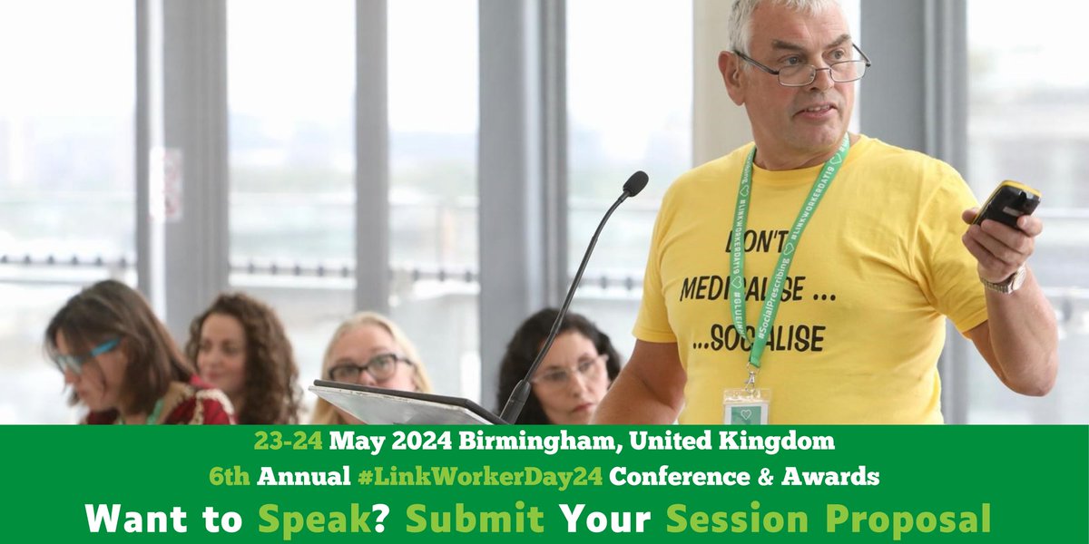 Submit your #LinkWorkerDay24 conference session proposals, share projects, get feedback, and support personal development.
Showcase on your CV and organisation reports. The submission deadline is 3rd March
bit.ly/4aNU7P5
#socialprescribing #linkworkermodel
