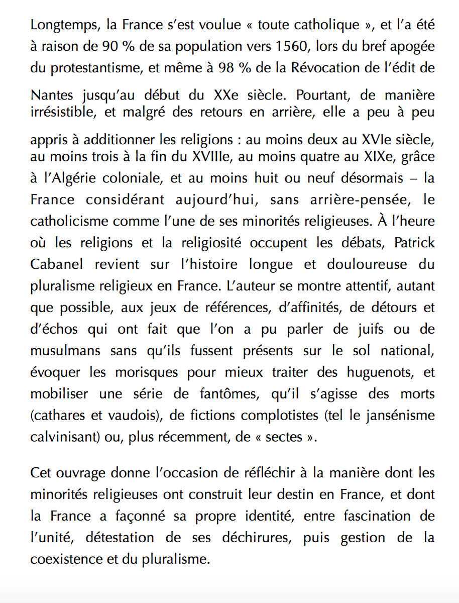 Patrick Cabanel - Le droit de croire La France et ses minorités religieuses (XVIe-XXIe siècle) À paraître en avril chez Passés Composés