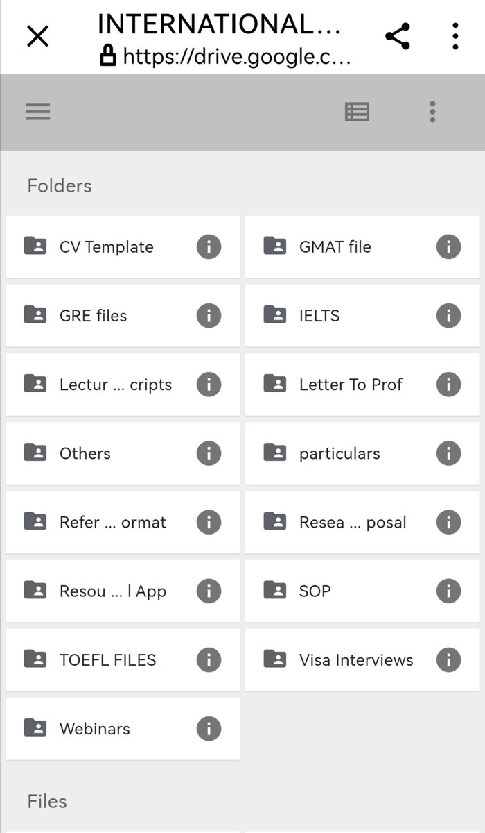 Hello❗

Hi❗❗

This is a pool of resources that will help us all.

In this folder, you'll find SOP, Research Proposals, CV, Reference Letters templates, GRE, TOEFL &amp; IELTS exams prep questions.

Link: drive.google.com/drive/mobile/f…
Don't save alone, share with others on your TL
#japa