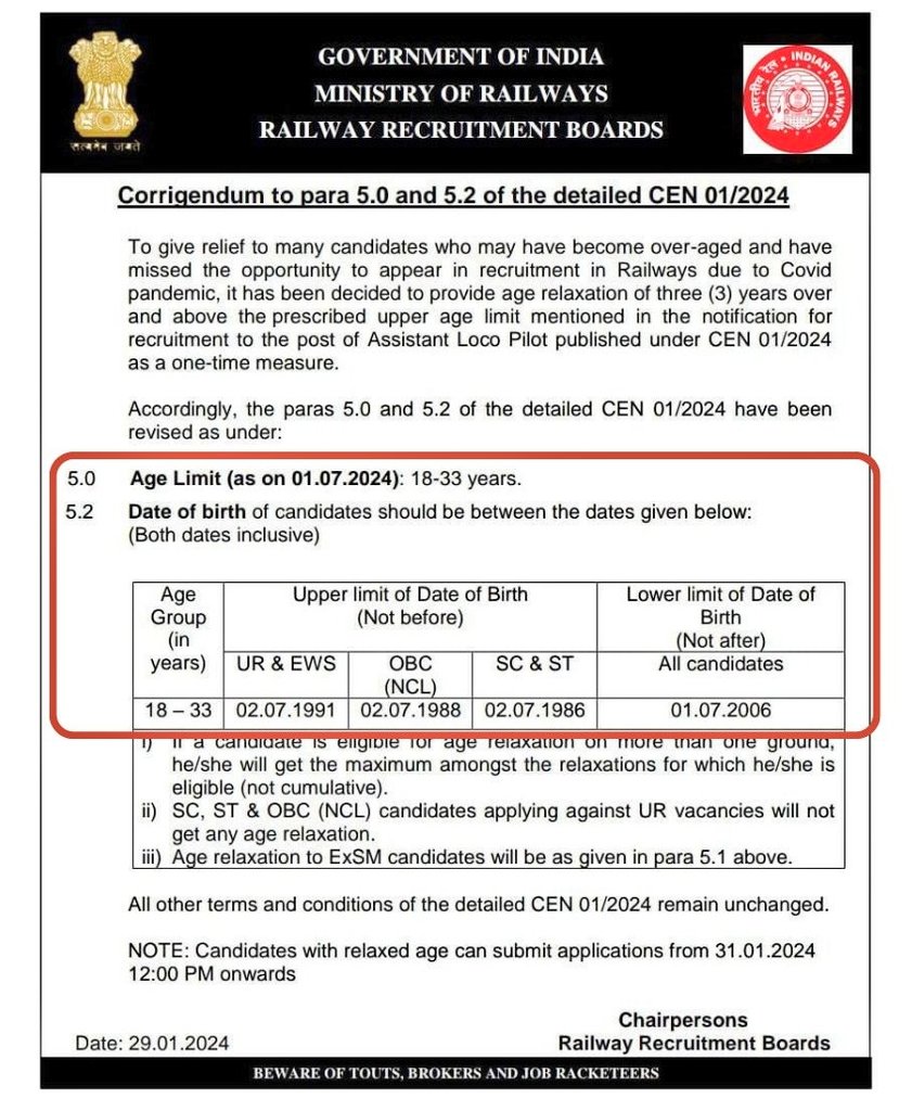 आंदोलन का असर हुआ है कि सरकार ने ALP भर्ती में 3 साल की छूट दे दी है। पटना में छात्रों के प्रदर्शन की यह आंशिक जीत है।

मेरा मानना है कि हर सरकार में नीतिगत समझ होनी चाहिए कि जब भी कोई भर्ती कई सालों बाद निकलती हो तो अभ्यर्थियों को आयु सीमा में छूट मिले।

#IncreaseRailwayVacancy