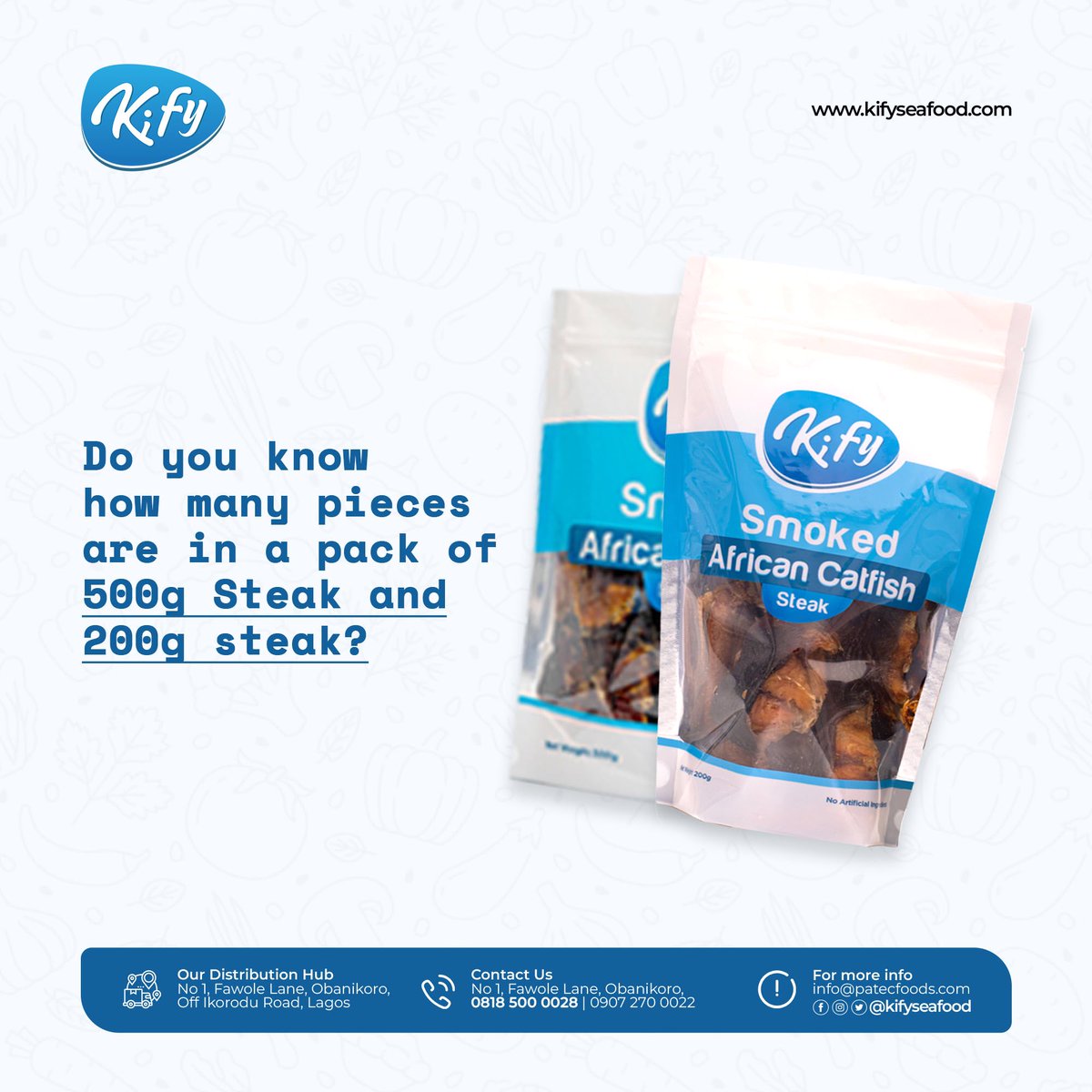 kifyseafood's tweet photo. 💙Steak 500g- 8-10 pieces
💙 Steak 200g - 5-6 pieces

Smoked Catfish Steak is a nutritious and delicious source of protein for your dishes. All you need to do is stir it into your meal😋, and get ready to witness a burst of aroma and rich flavor. https://t.co/6RLefNqmLy