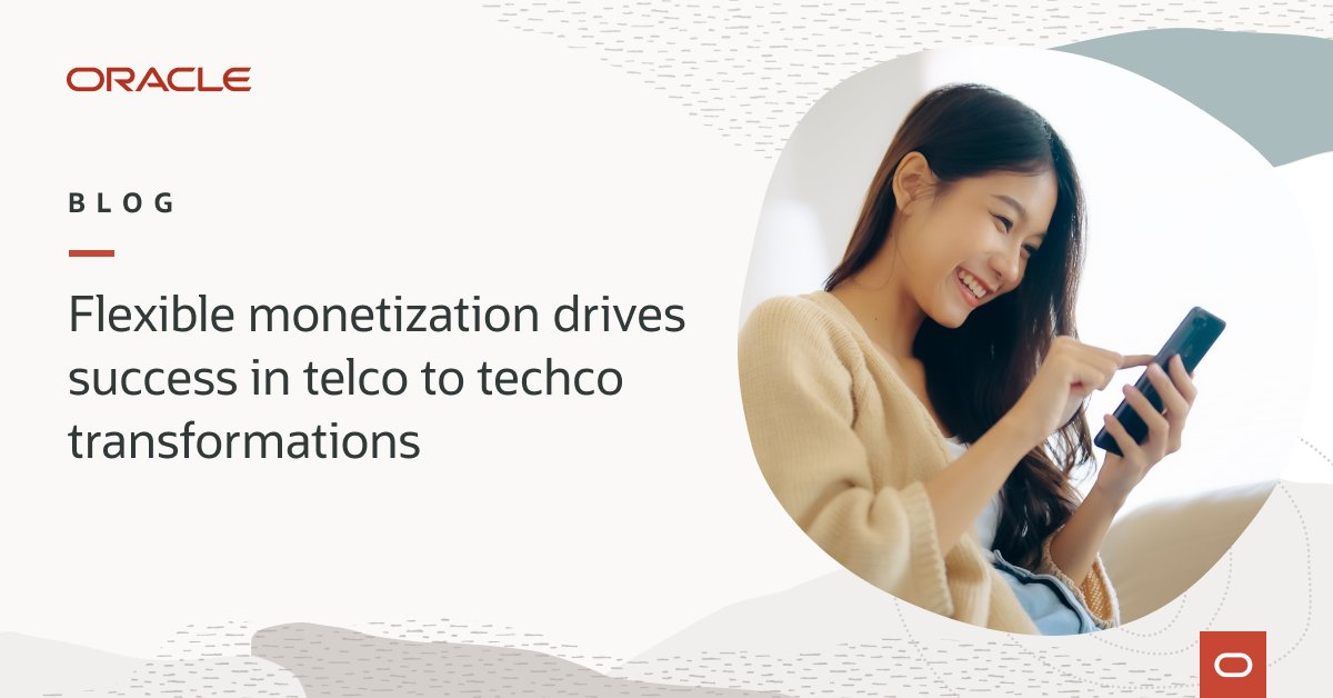 Traditional approaches to monetization change when telcos transform how they operate.

Learn how Oracle Communications is helping telcos become techcos with flexible #5GMonetization: social.ora.cl/6012pRMzu