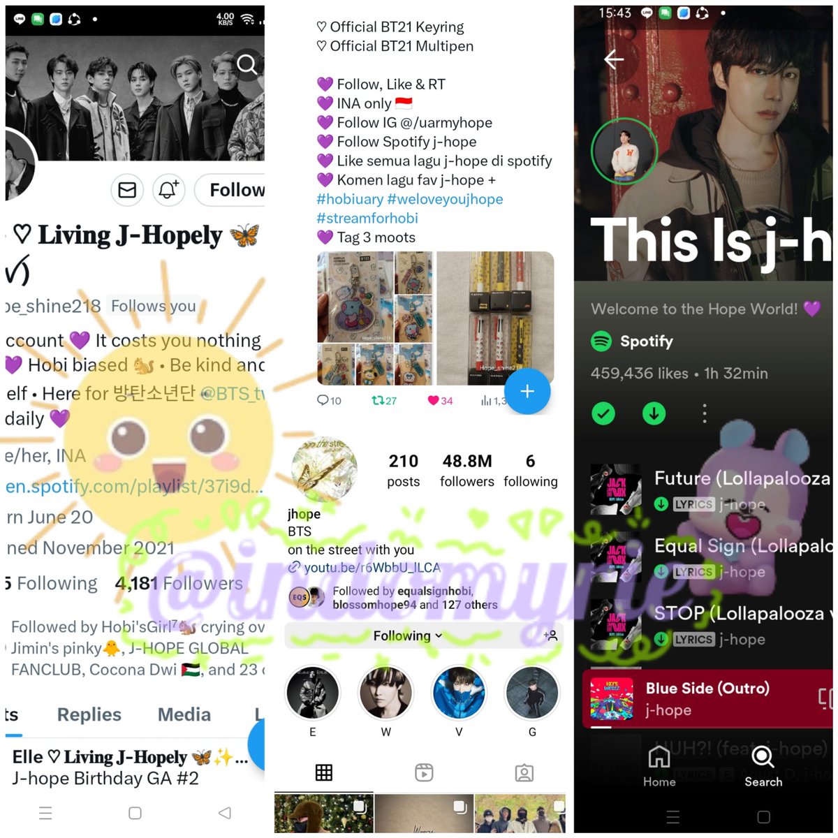 indomyrie's tweet photo. @Hope_shine218 Ikutan ya, Elle..๐ฅฐ๐ฅฐ
Proof syarat di pict bwh ini. ๐๐ป
Suka semua lagu Ayang,..tp 3 tahta tertingginya adalah
Future, P.O.P dan MAMA...
#hobiuary #weloveyoujhope #streamforhobi
Izin tag my ladies..๐๐ป๐๐ป
@ksjin_myg @pris_cha97 @AbcAbc22305760
Wish me luck..๐๐๐๐ https://t.co/z4TT2TZHQY