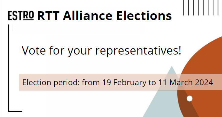 📢Radiation Therapists, it's soon election time! 🗳️ Choose your ESTRO #RTT Alliance representatives, amplifying the voice of RTTs in Europe. 
👉RTT 2023 ESTRO members, validate your 2024 membership to cast your vote. 
✅Check eligibility: bit.ly/49aAO0M.