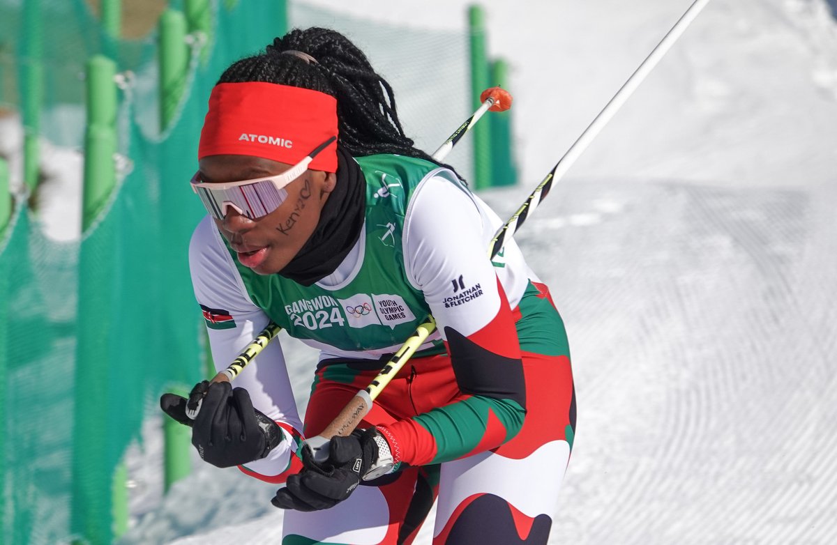 Kenya's Ashley Tshanda Ongonga during the Cross-Country Skiing Women's Women's 7.5km Classic, at the Gangwon 2024 Youth Olympic Games. Photo by Tarek Diouri--AdequinIOC Young Reporters