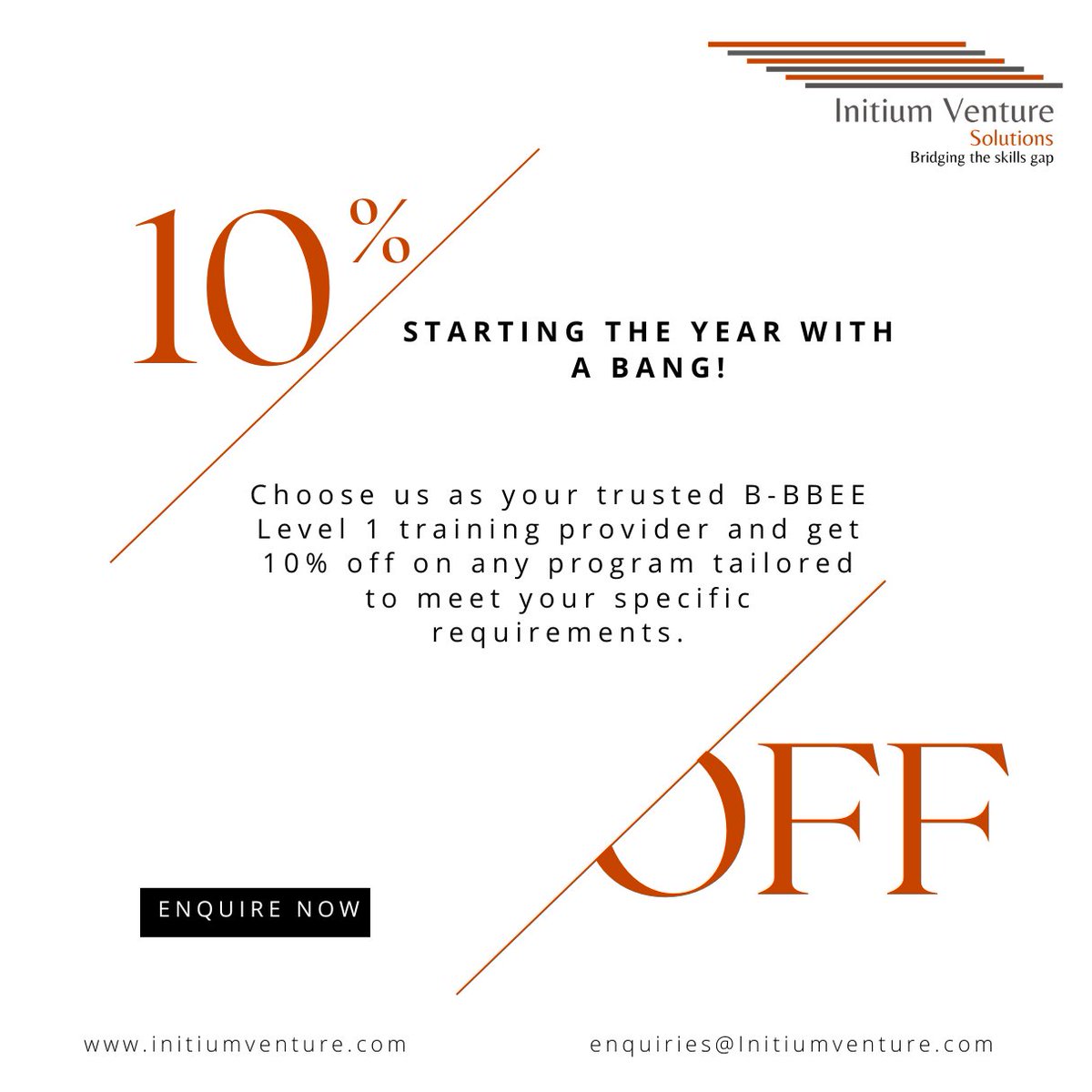 Don't Miss Out on this incredible deal!
Hurry, seize the chance to invest in quality training!
Offer valid until 29 February 2024

Contact us Now
☎ 010 443 7656
📧 enquiries@initiumventure.com
🌐 initiumventure.com

 #investinsuccess #qualitytraining #trainingprograms