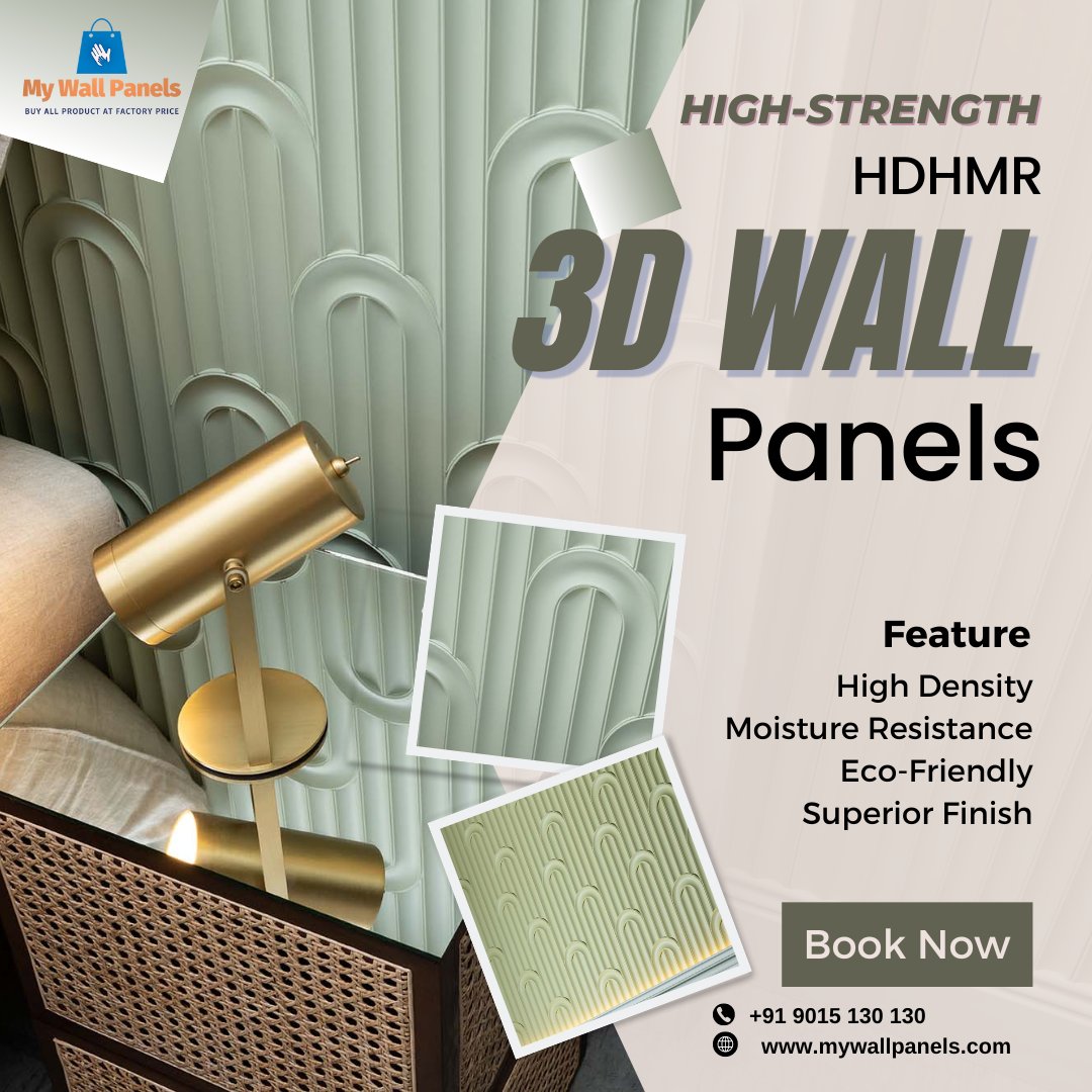 Bring your walls to life with the depth and texture of our 3D HDHMR Panels. Style meets durability. ✨ #3DInteriors #HDHMRPanels #WallArt