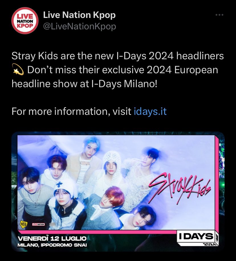 STRAY KIDS K-Pop arrives at I-DAYS MILANO 2024 (Info and tickets)