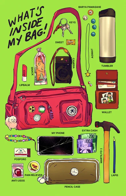 what's inside my bag!! nothing suspicious at all #artph 